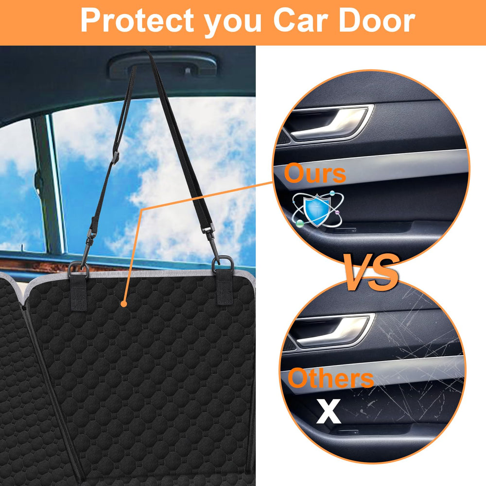 Mancro side flaps shield car doors from claws during travel.