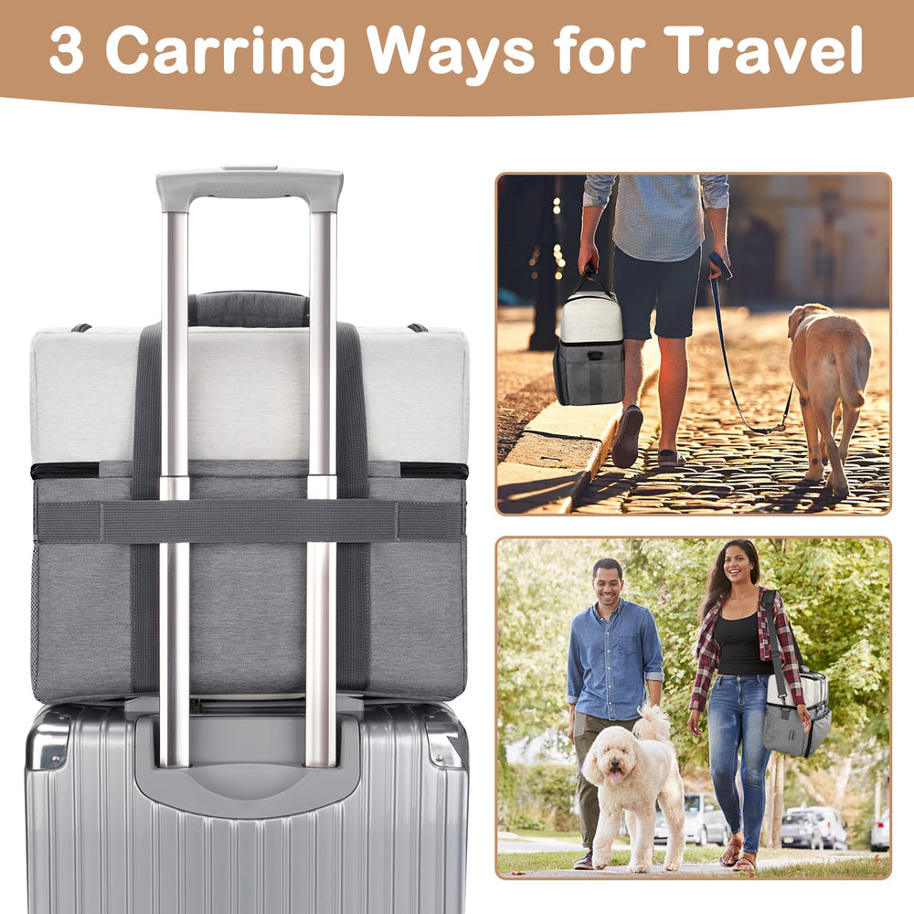 Mancro dual layers dog travel bag multiple pockets organize dog supplies on road trips