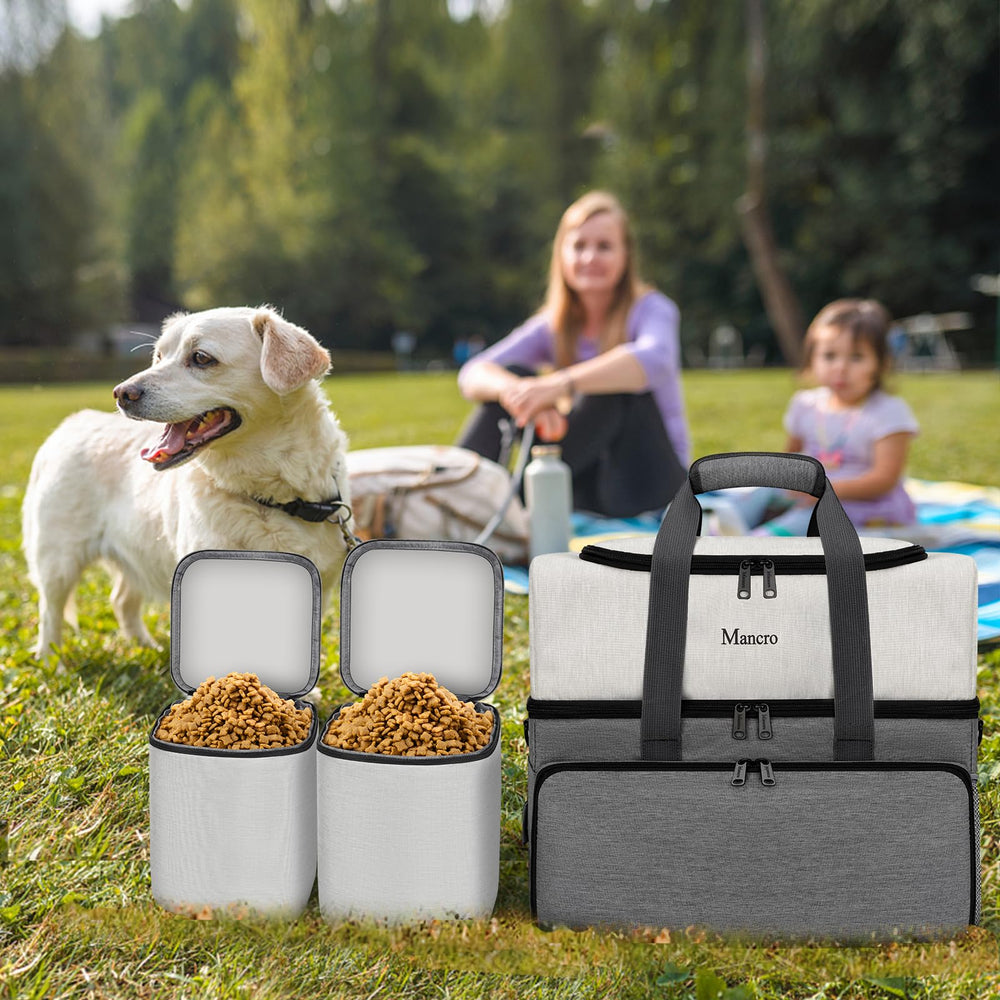 Mancro dual layers dog travel bag side dispenser keeps waste bags within reach