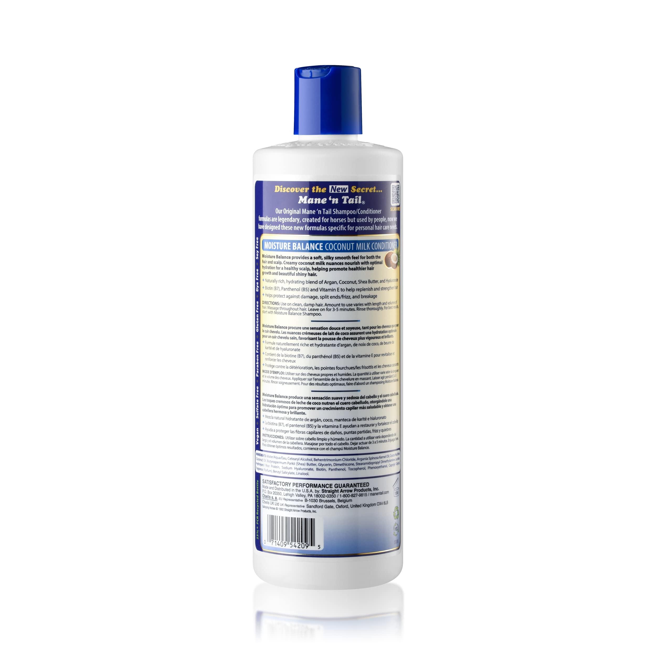 Mane 'n Tail Moisture Balance post-use hair with hydrated, shiny appearance
