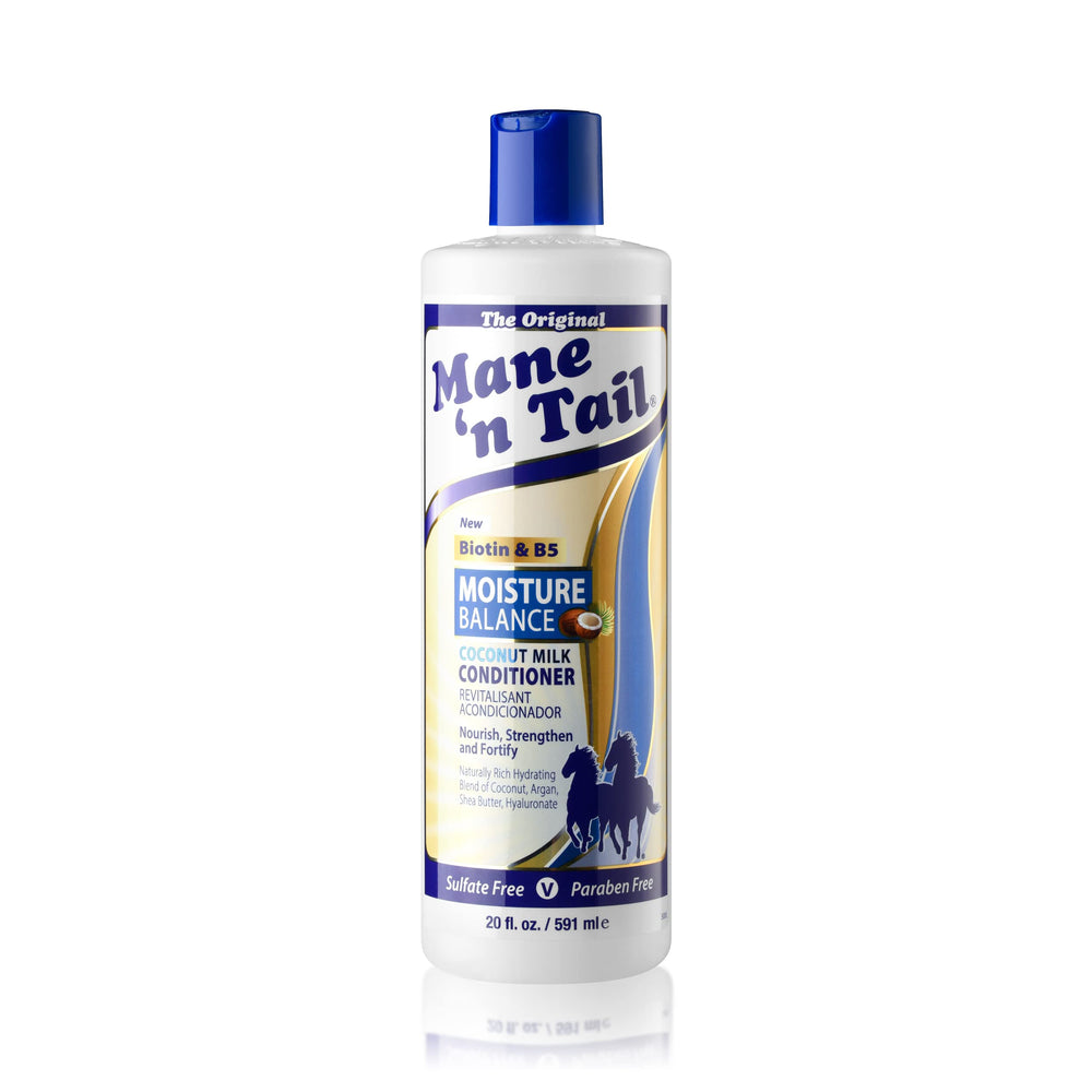 Mane 'n Tail Moisture Balance packaging highlighting USA-made, family-owned brand heritage