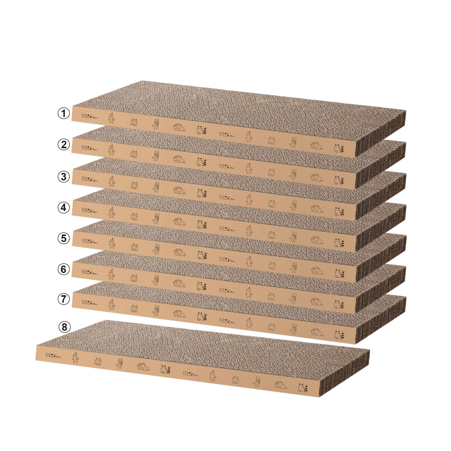 Mankaide 8-pack scratchpad cardboard pack for durable feline scratching