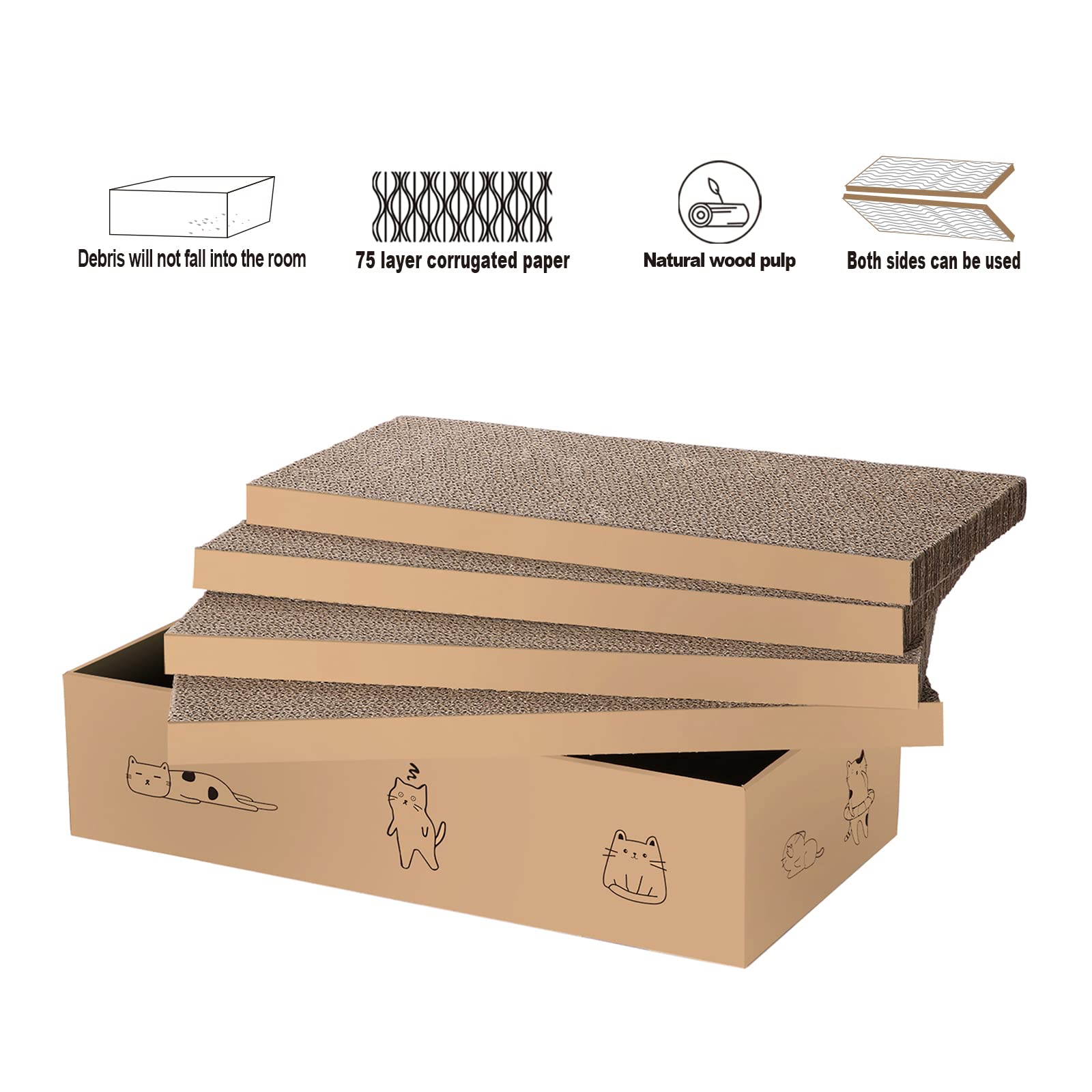 Mankaide scratch-box interior with cats demonstrates restful play area