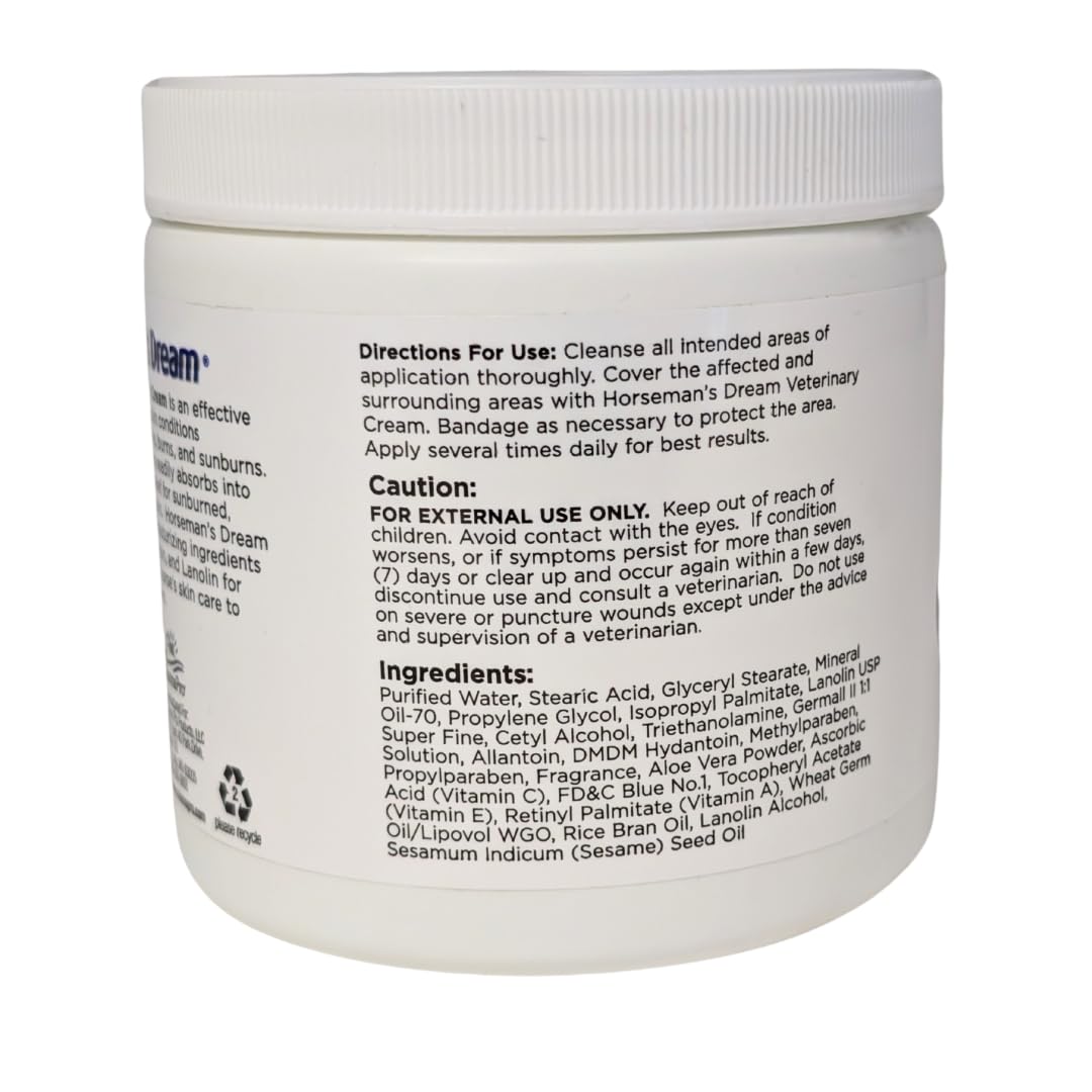 Manna Pro Corona Horsemans Dream hands applying cream on horse skin for calm, moisturized healing.