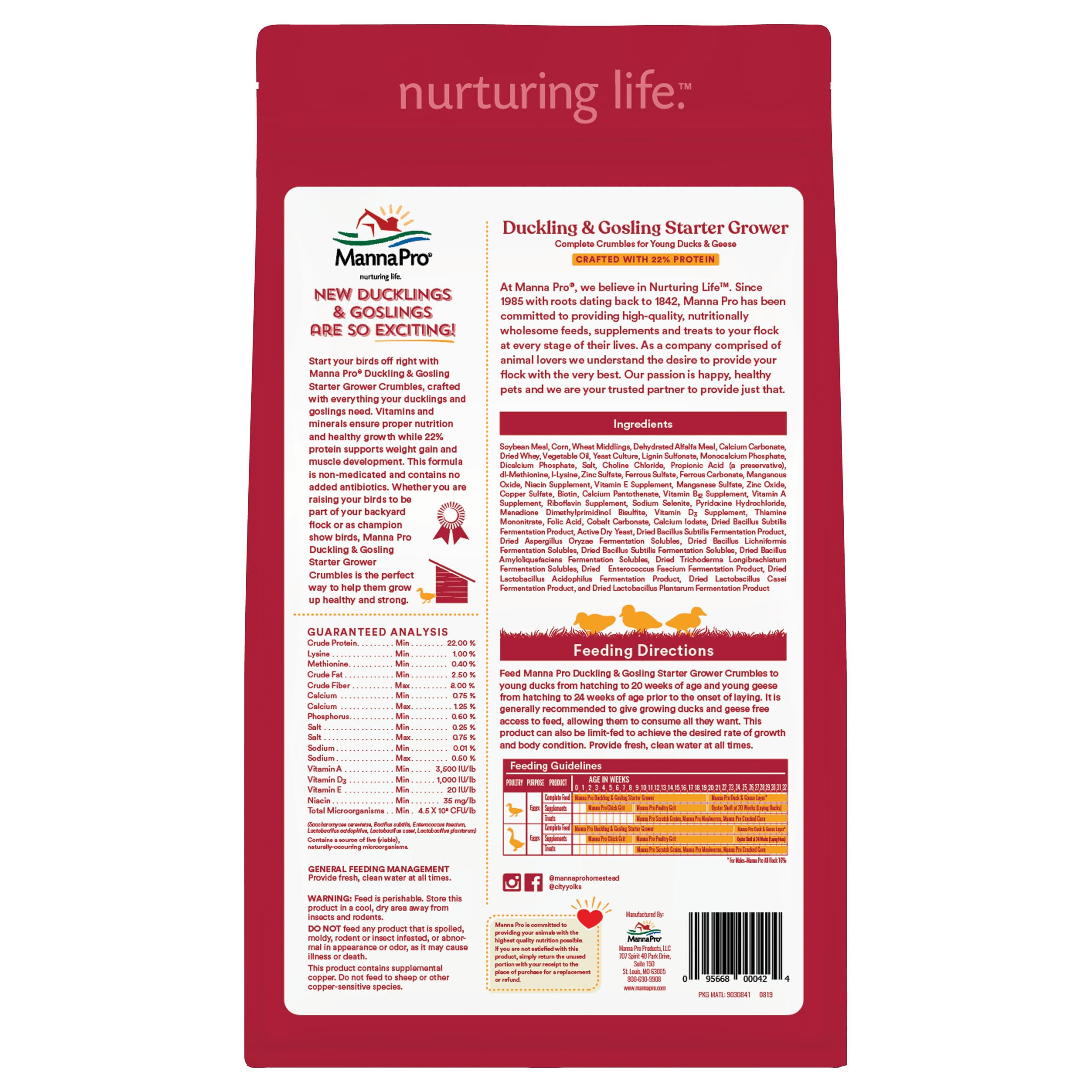 Manna Pro Duck Starter Grower serving dish displaying balanced nutrition for ducklings