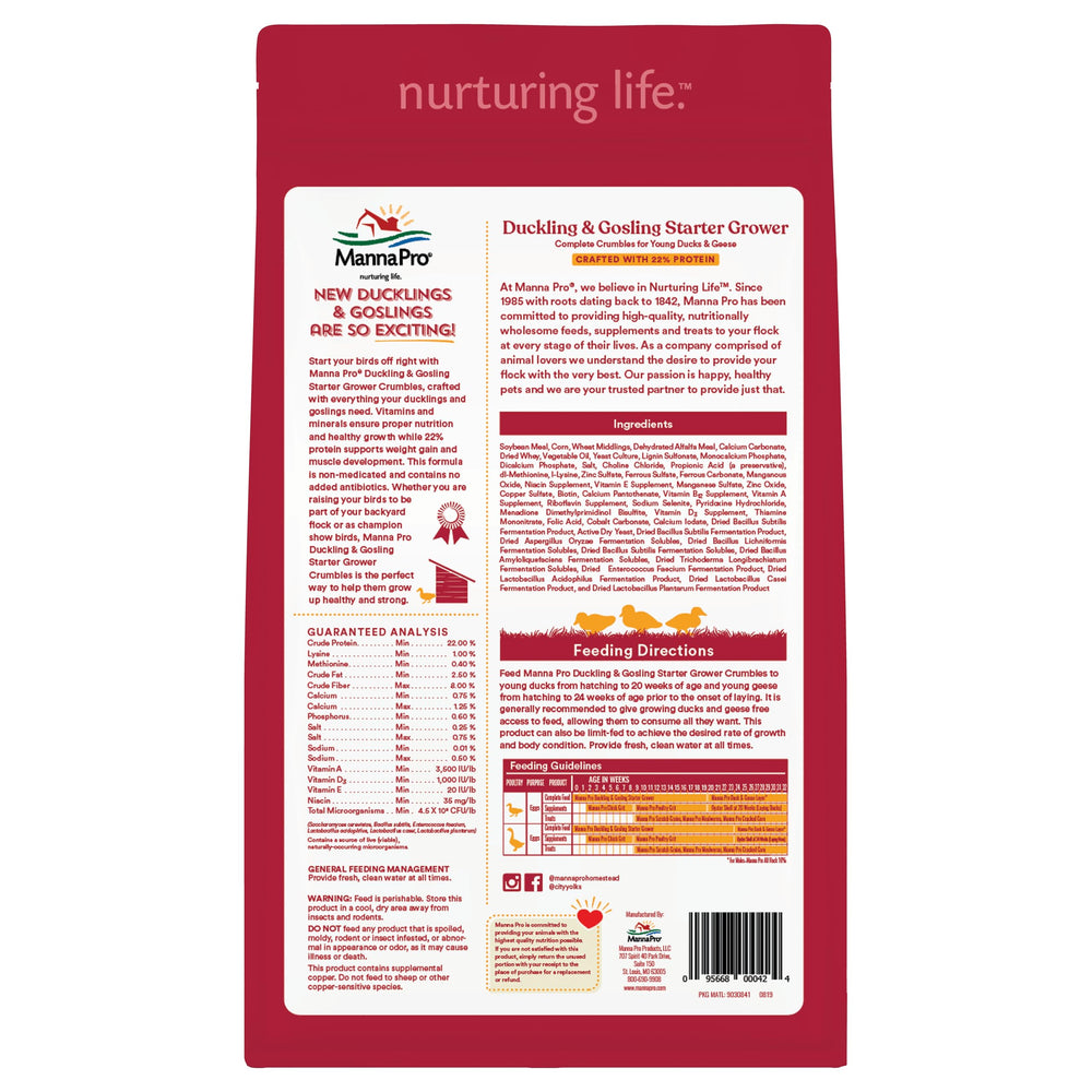 Manna Pro Duck Starter Grower serving dish displaying balanced nutrition for ducklings