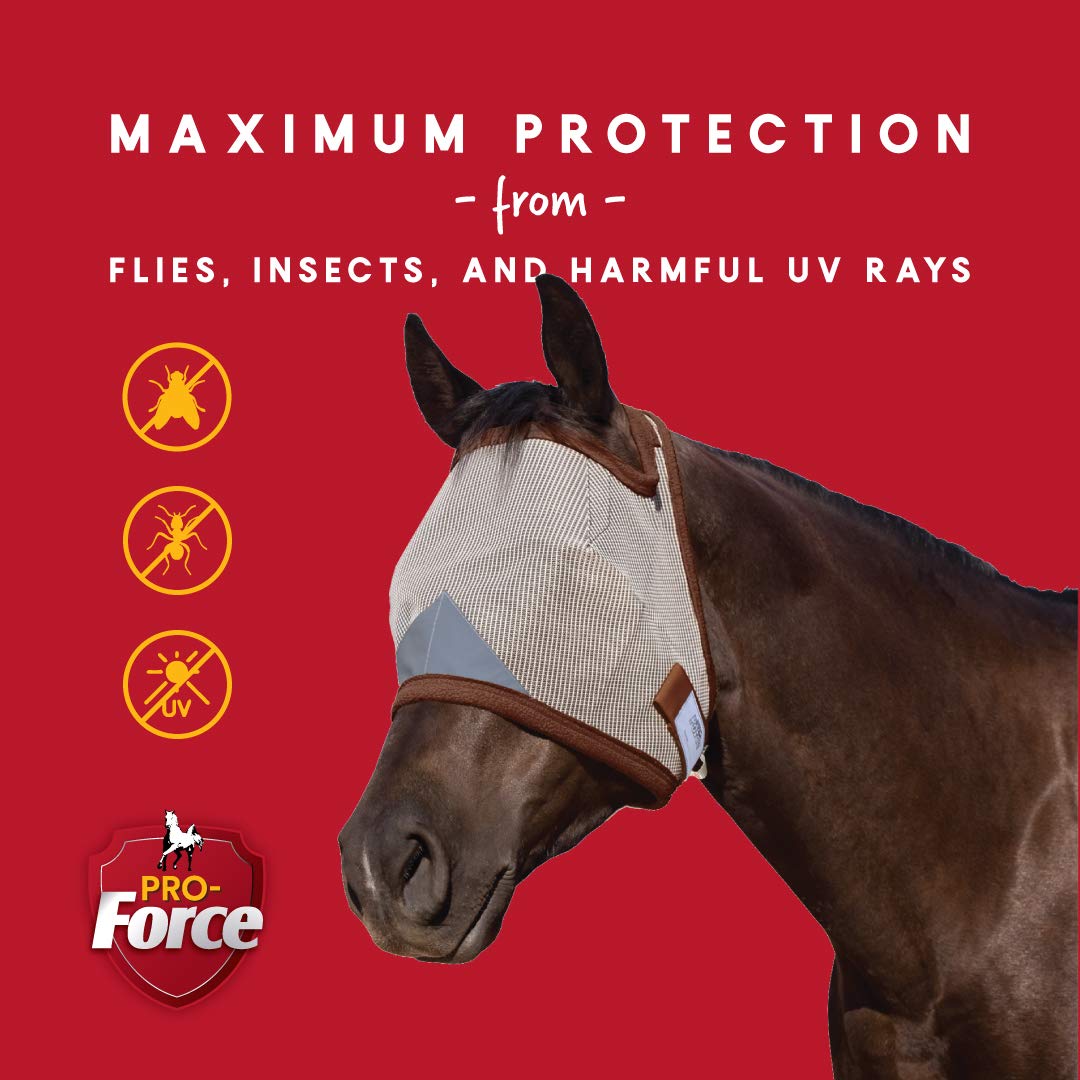 Manna Pro Pro-Force Equine Fly Mask adjustable double-locking fastener for secure fit.