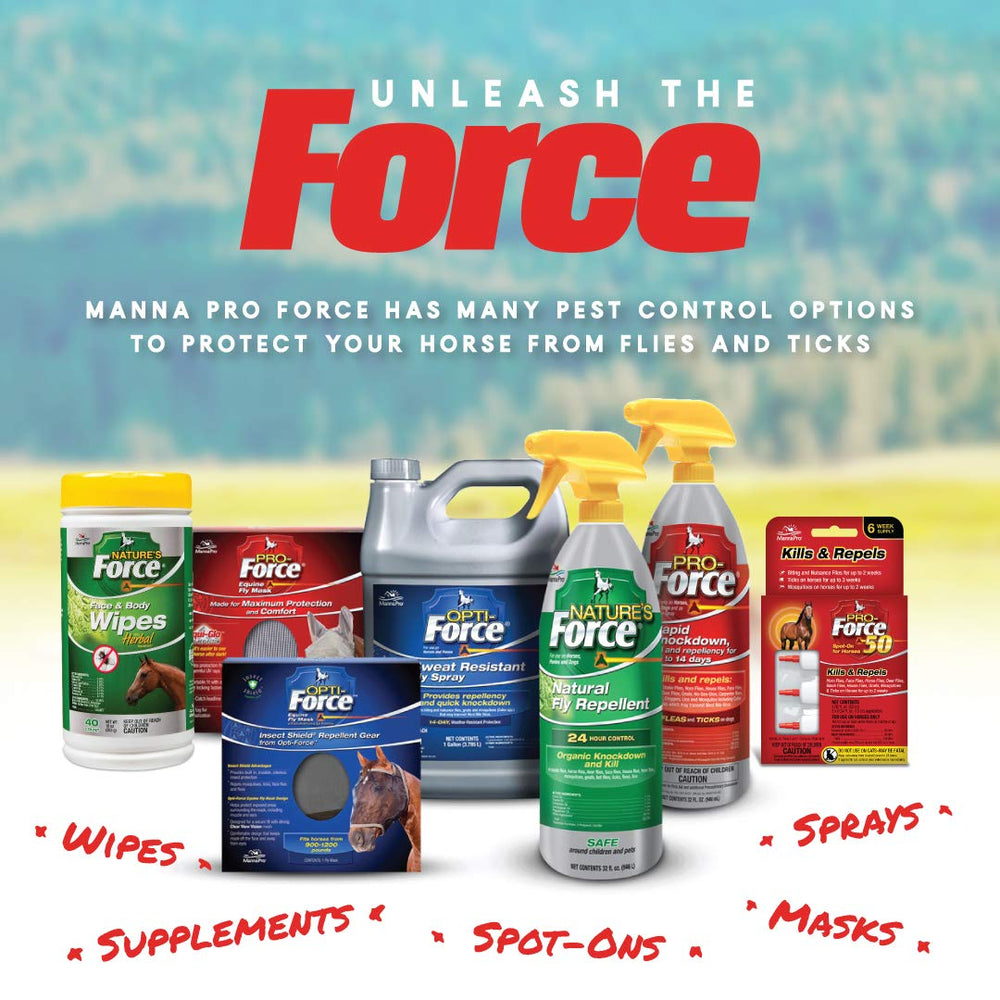 Manna Pro Pro-Force fly spray in stable area during turnout.