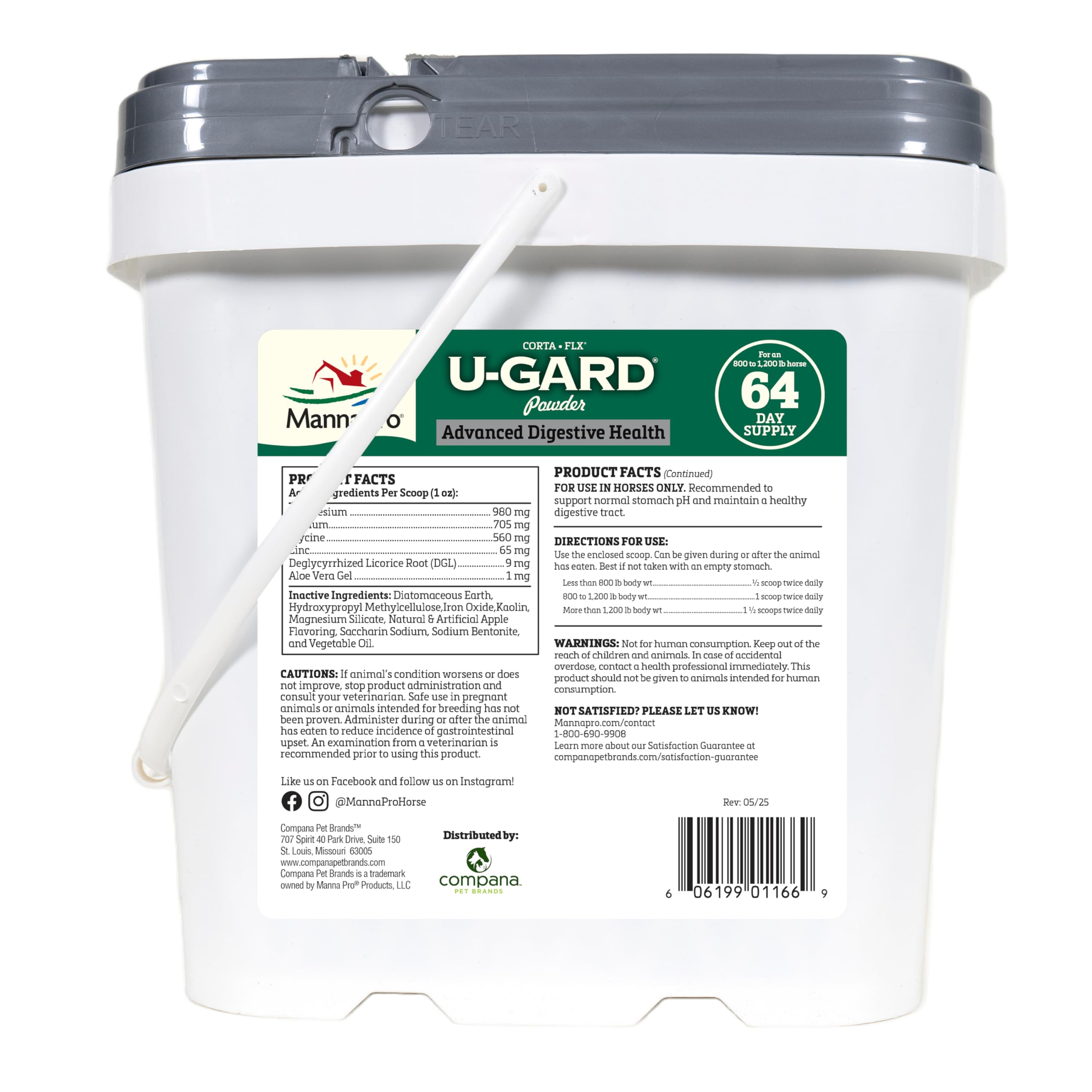 Manna Pro Corta-FLX U-Gard packaging on a stable shelf supports daily digestion.
