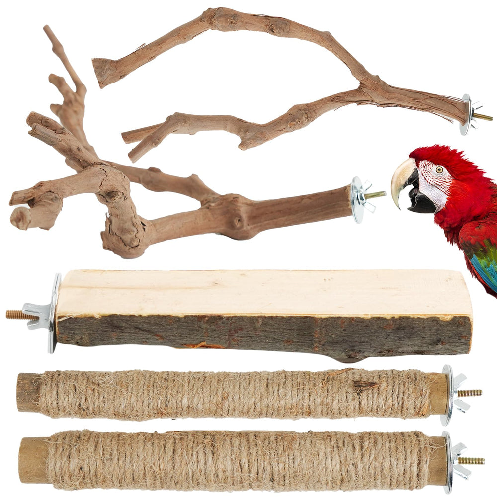 Manoai Bird Perch Stand apple wood grapevine Y-shape for parrots' grip and exercise