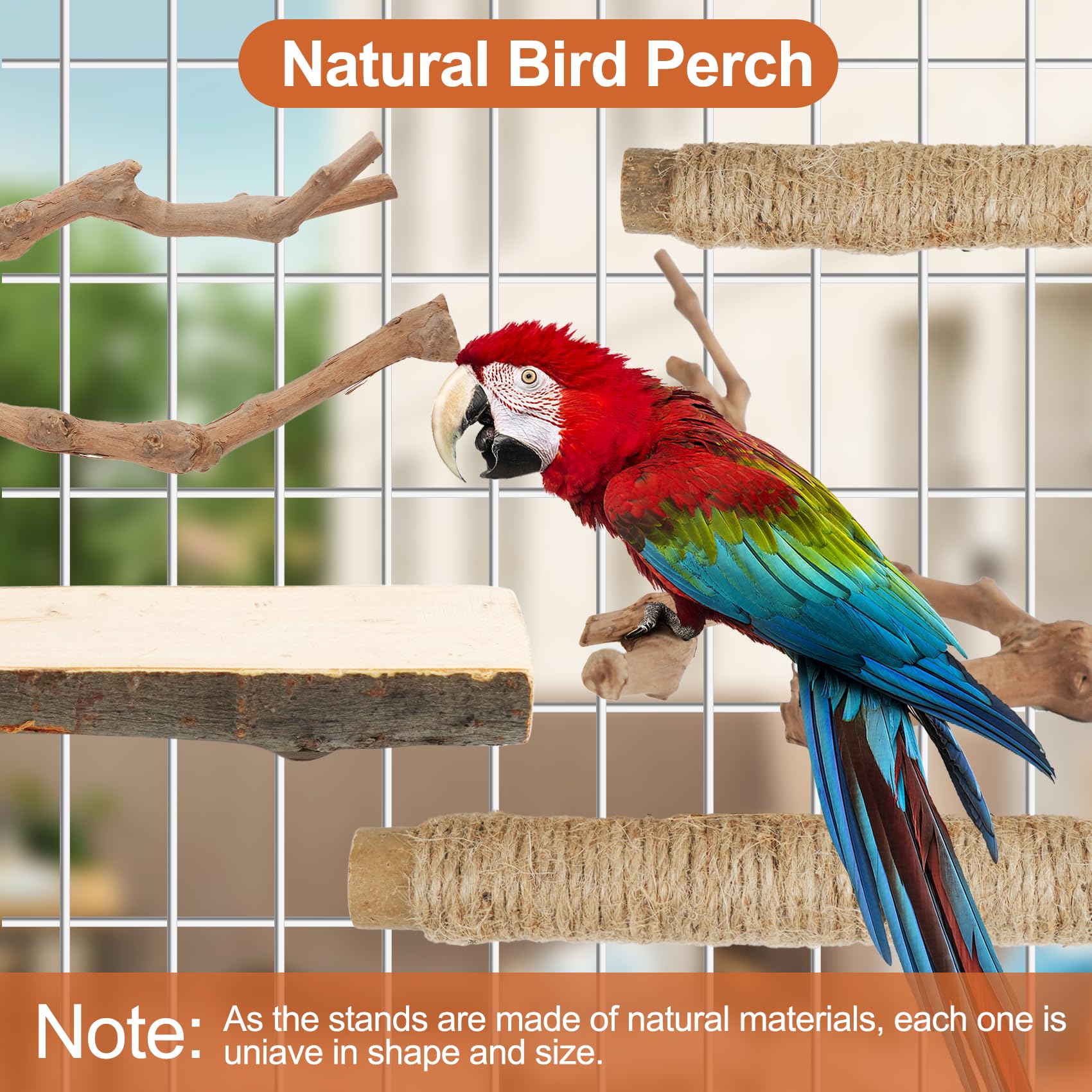 Manoai Bird Perch Stand with metal wing nut for simple cage attachment