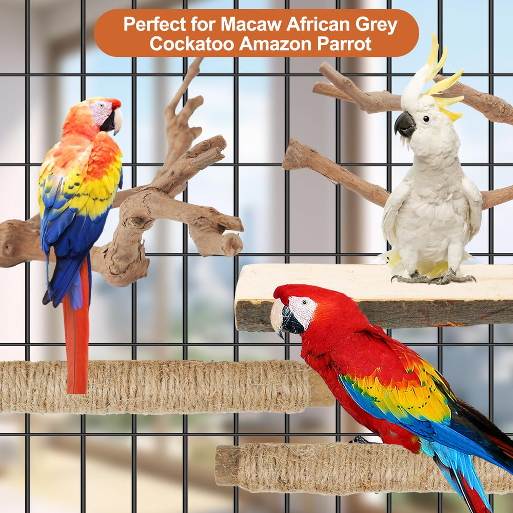 Manoai Bird Perch Stand non-slip rough wood for secure footing