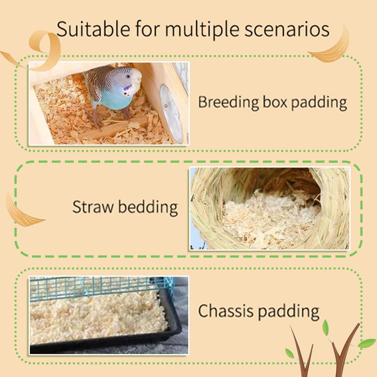 MANON ROSA breeding box nest material keeps nests tidy.
