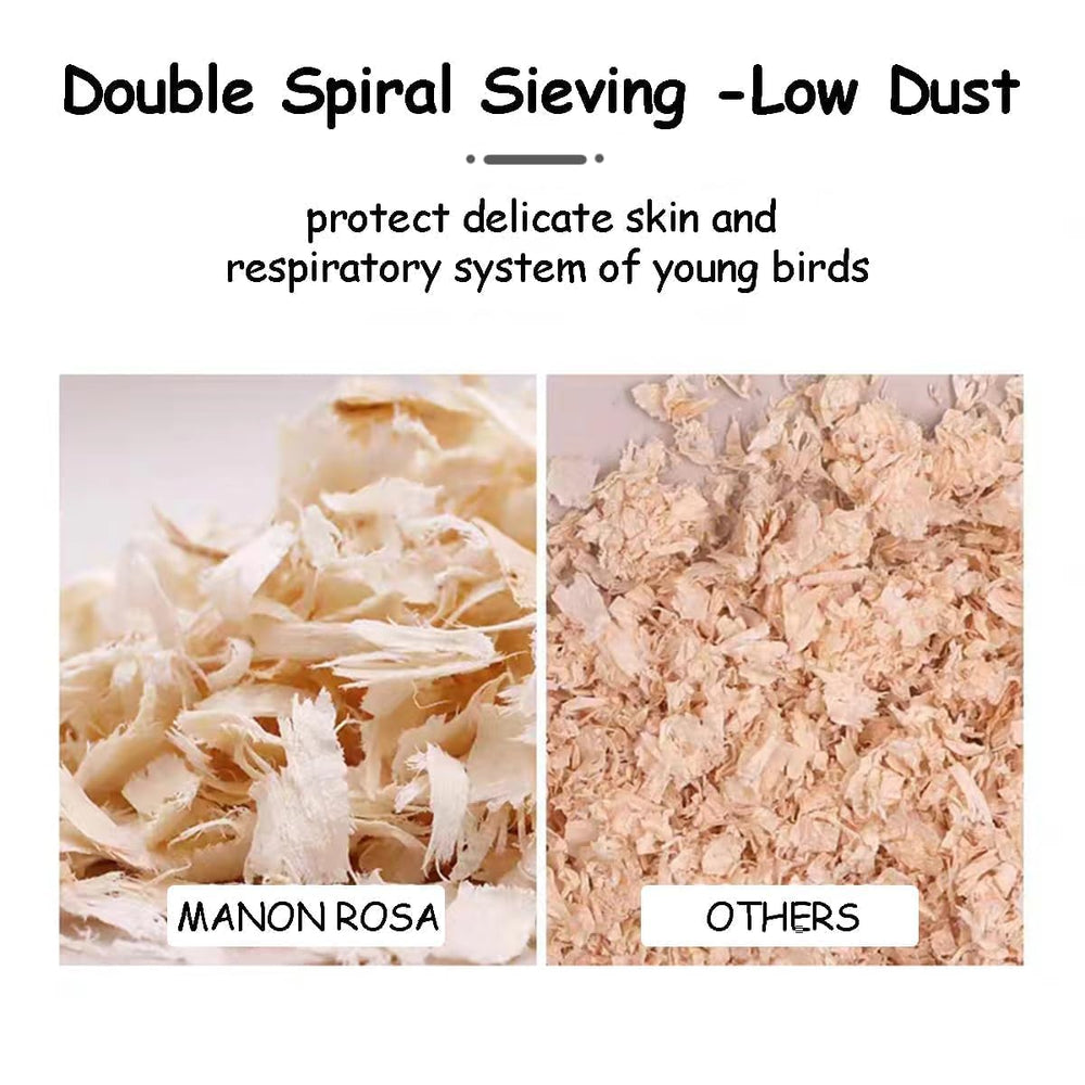 MANON ROSA low-dust pine shavings reduce airborne dust.