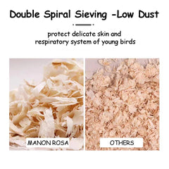 MANON ROSA low-dust pine shavings reduce airborne dust.