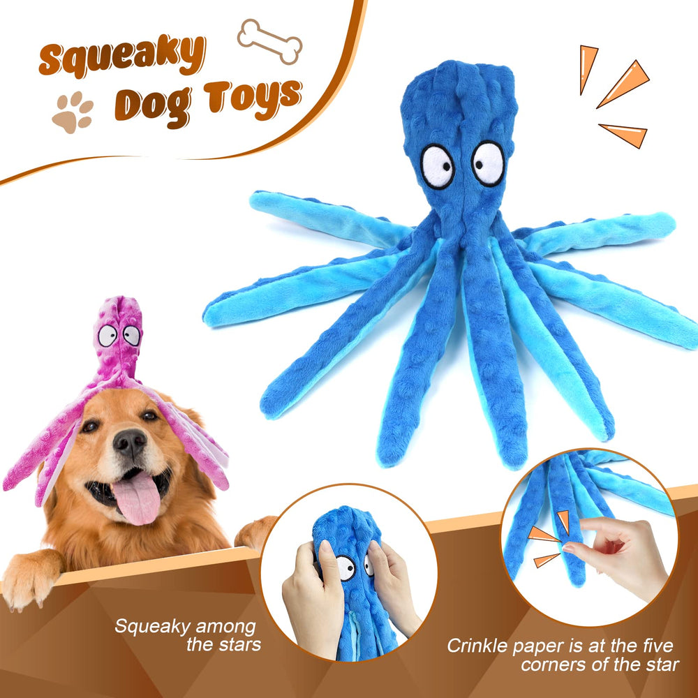 MANOPAWS octopus dog toy squeaky head promotes engaging chatter and fetch-inspired play.