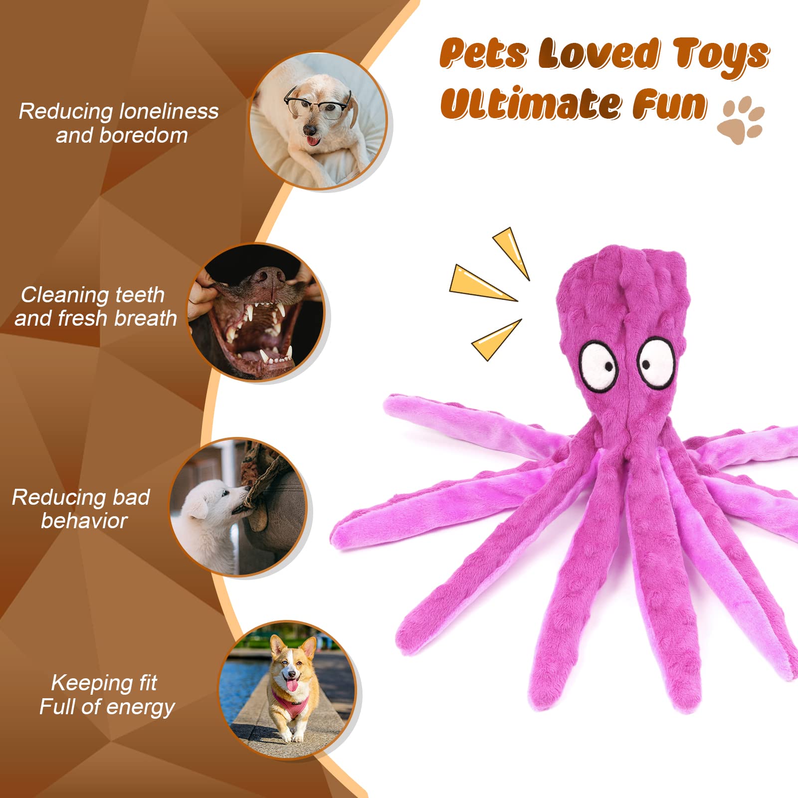 MANOPAWS plush dog toy with thick stitching boosts durability during chewing.