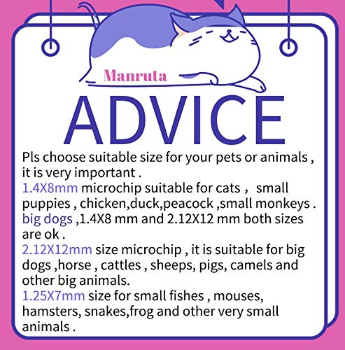 Manruta 14x8mm microchip size suitable for cats and small dogs