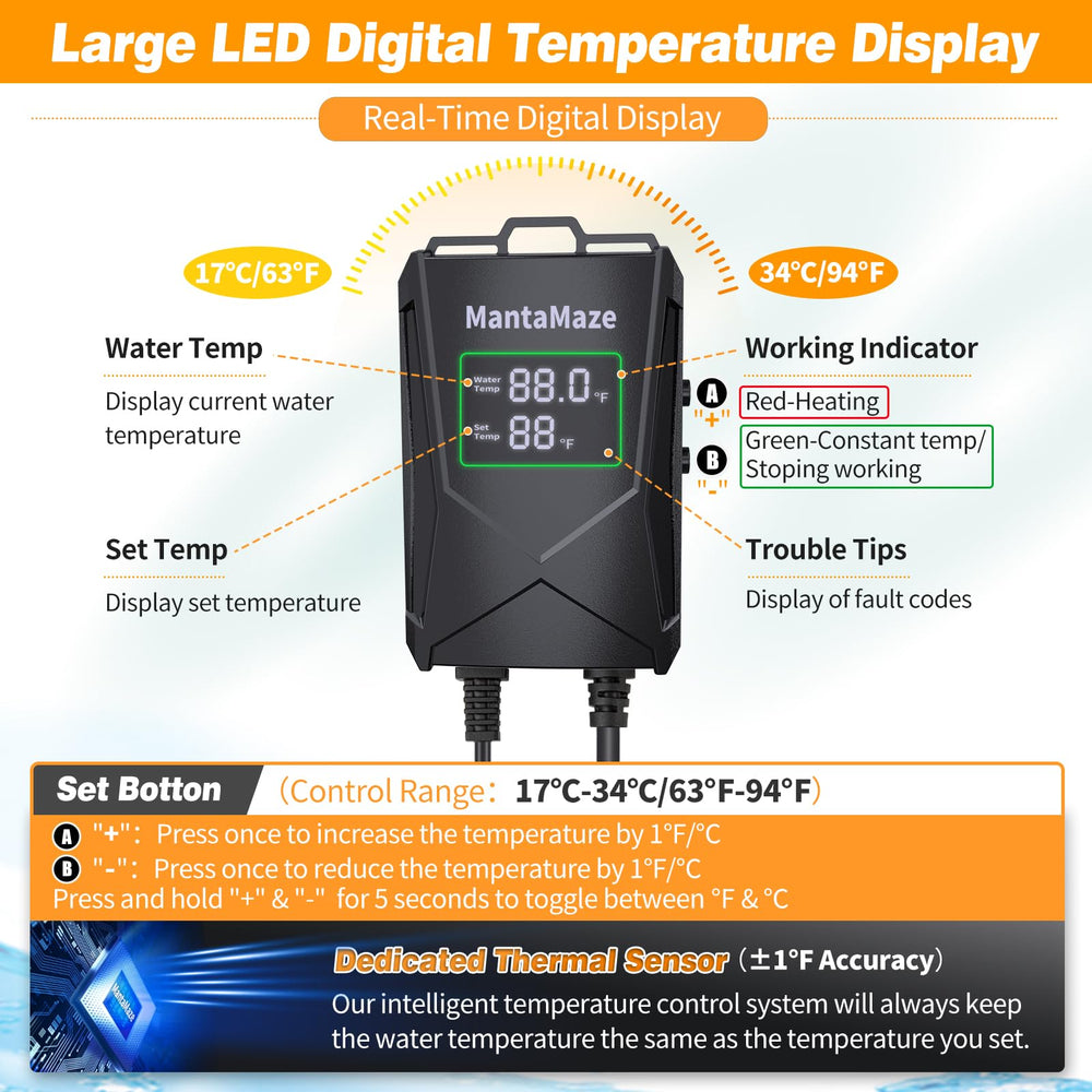 MantaMaze safety feature auto-stops heating to prevent overheating