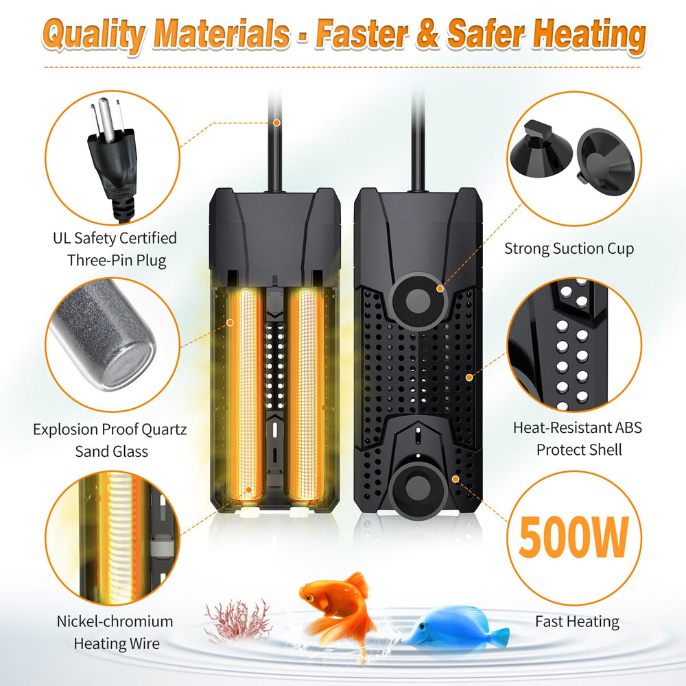 MantaMaze adjustable range supports 63-94°F for various tanks.
