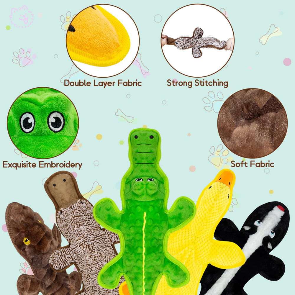 MAOOOOB no stuffing squeak toy lizard supports teething and fetch with crinkle fun.