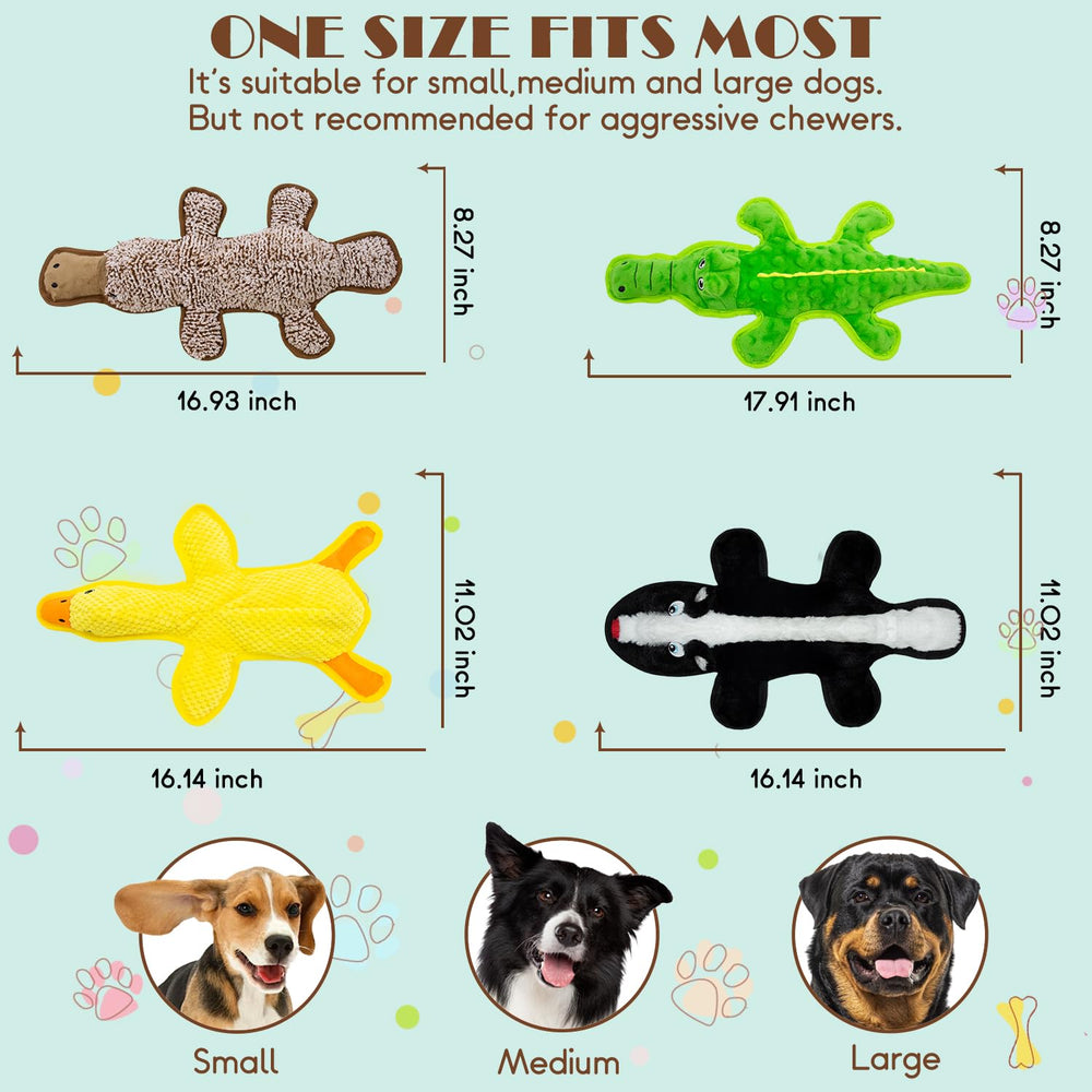 MAOOOOB no stuffing squeak toy yellow duck adds visible crinkle for sensory appeal.