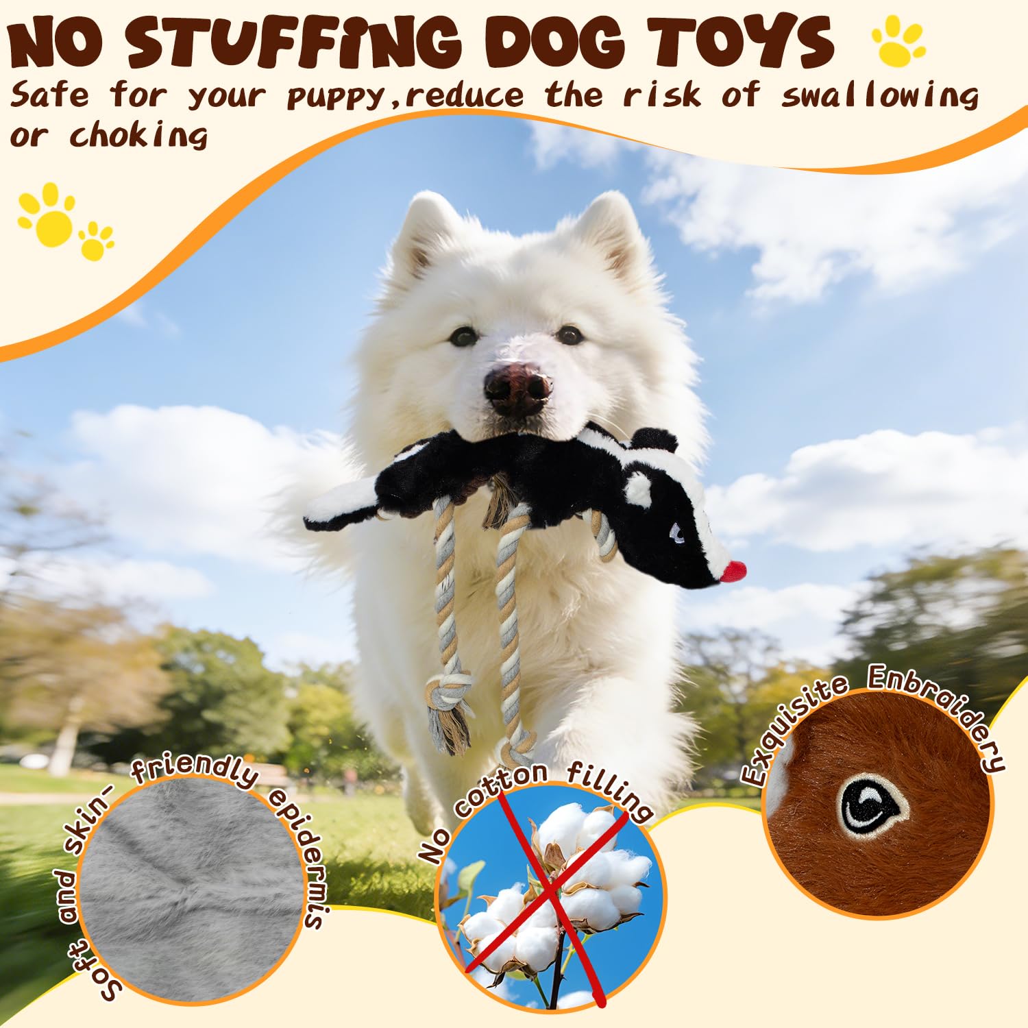 MAOOOOB no-stuffing dog toy supports mess-free chewing and safe play