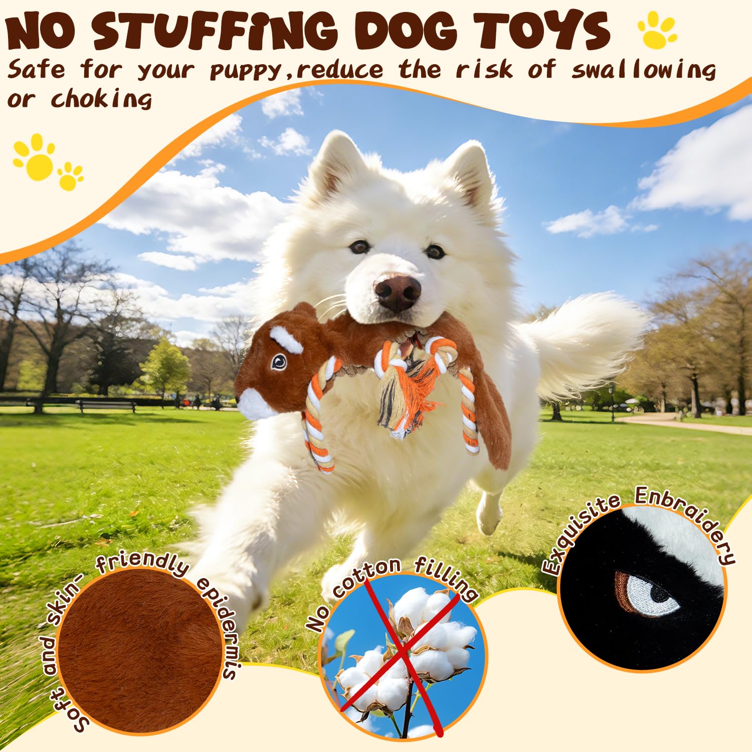 MAOOOOB hollow no-stuffing dog toy promotes safe chewing
