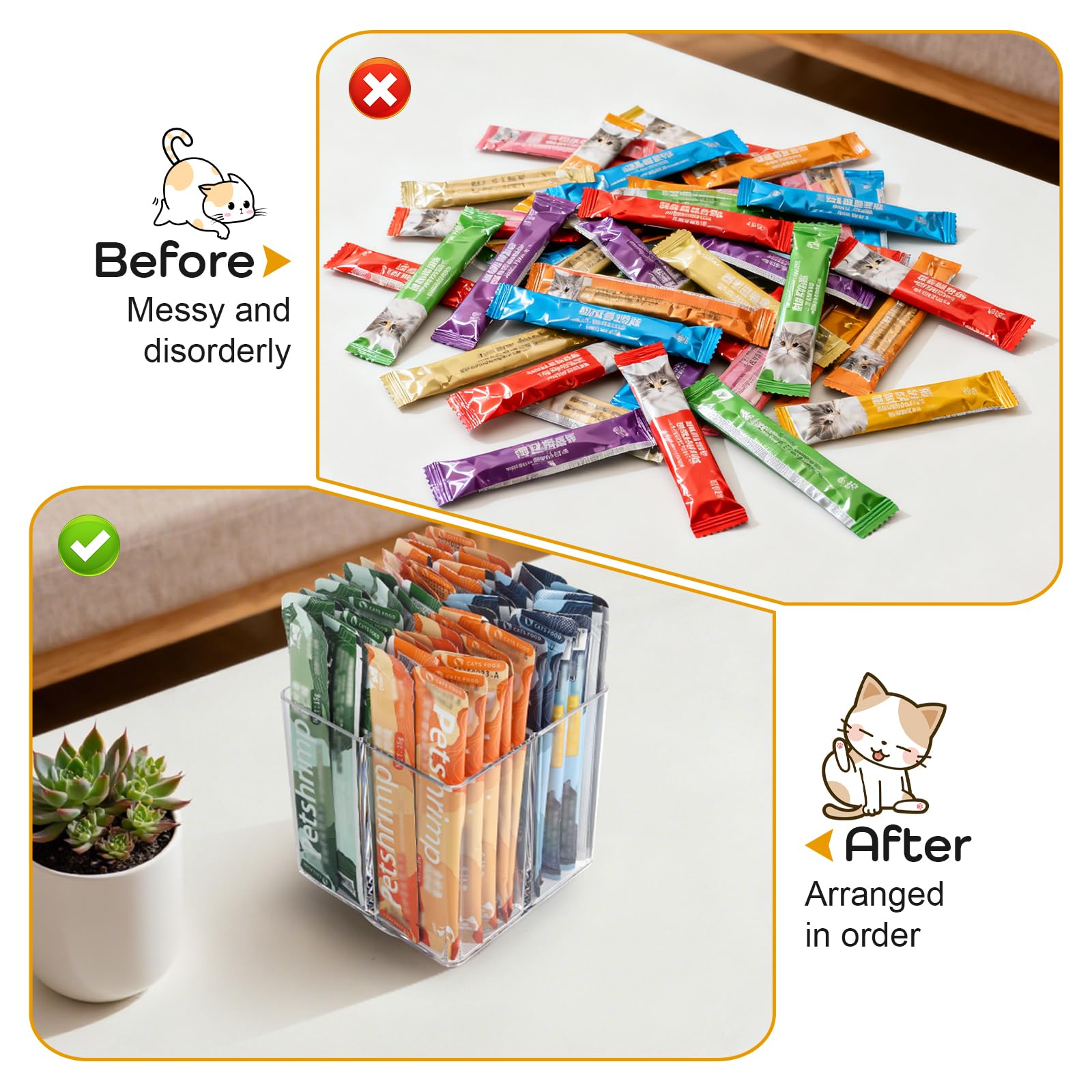 MAOUDA fits on counter or cabinet for convenient pet snack storage