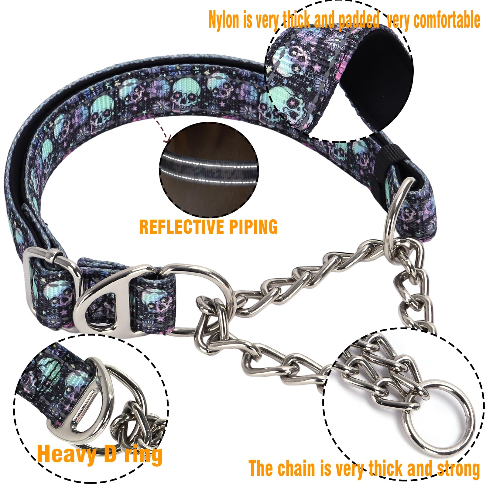 MAOWUWUJOZ Skull Nylon Design highlights bold styling on the collar.