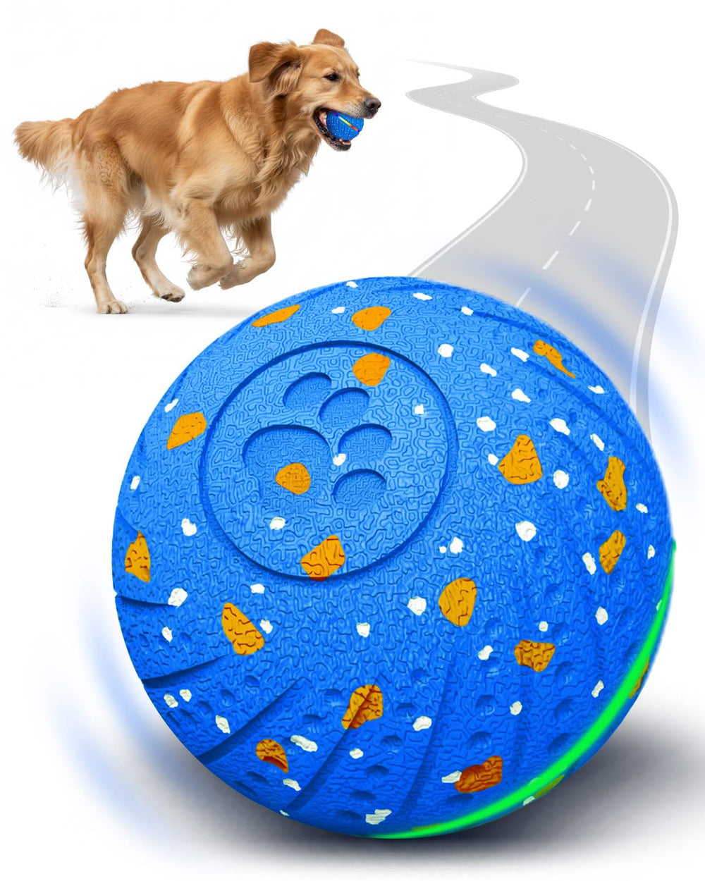 Maraiss Interactive Dog Toy Ball close-up displays soft E-TPU material for safe chewing.