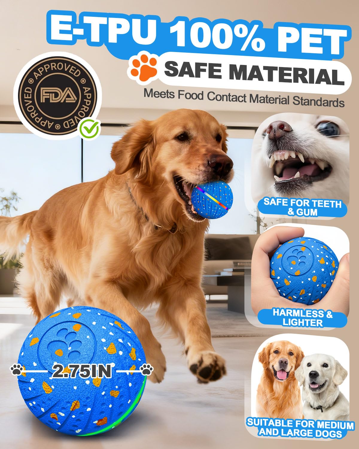 Maraiss Interactive Dog Toy Ball G-sensor action engages dogs without a remote.