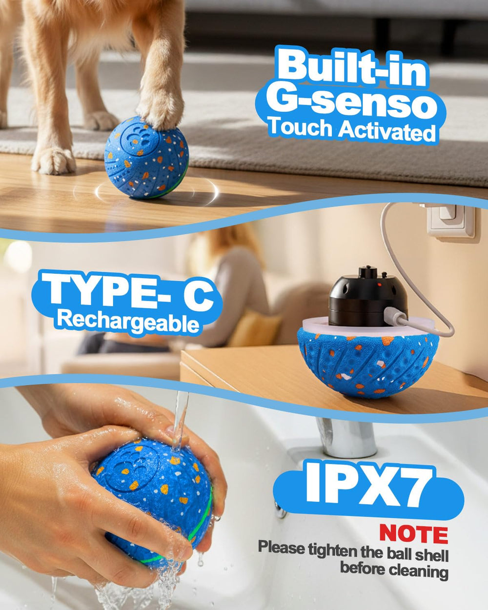 Maraiss Interactive Dog Toy Ball USB-C recharge enables long play sessions.
