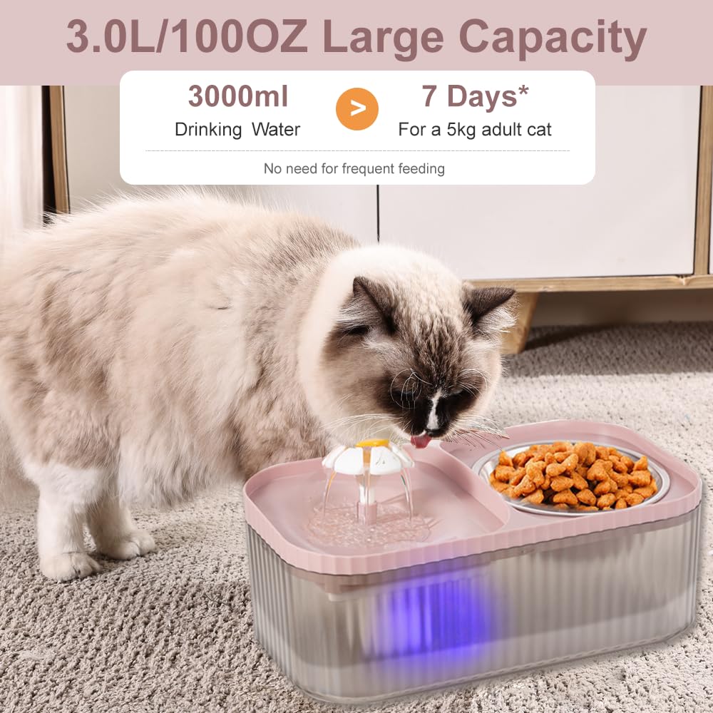 Marchul cat water fountain side view, compact footprint for small spaces