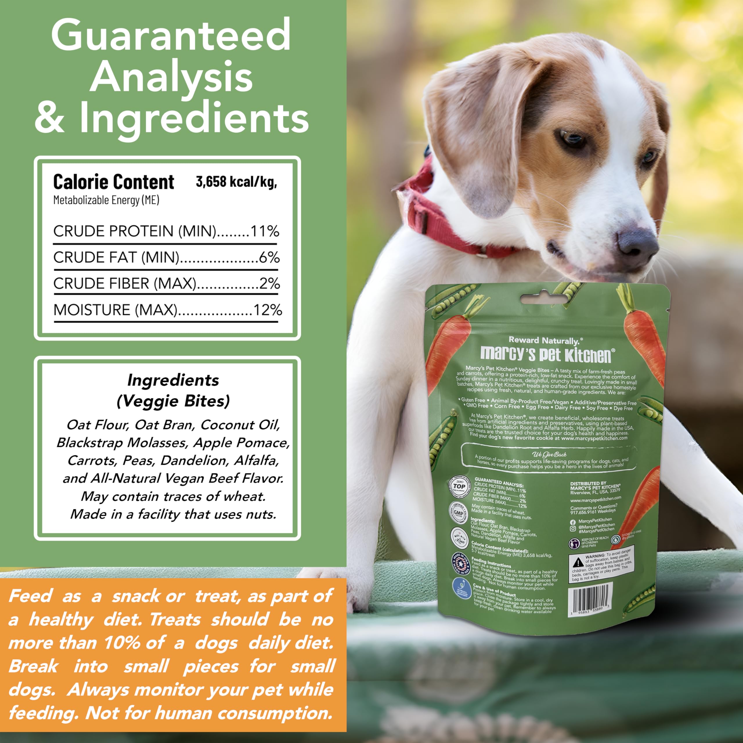 Marcy's Pet Kitchen 5oz bag detail shows convenient portion size