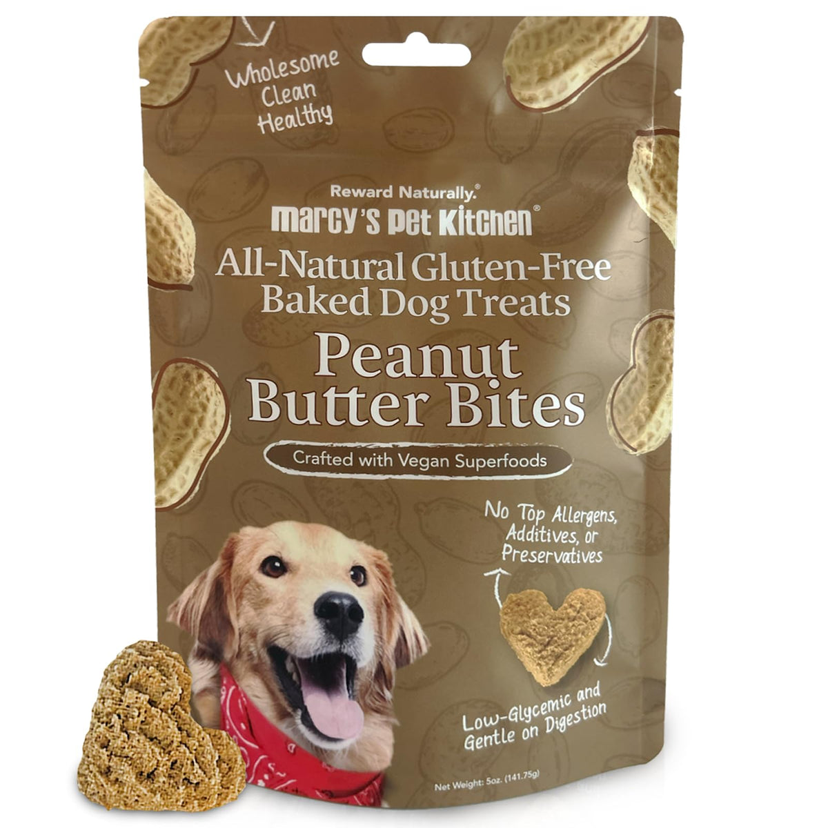 Marcy's Pet Kitchen diabetic dog treats close-up, crunchy texture for sensitive tummies.