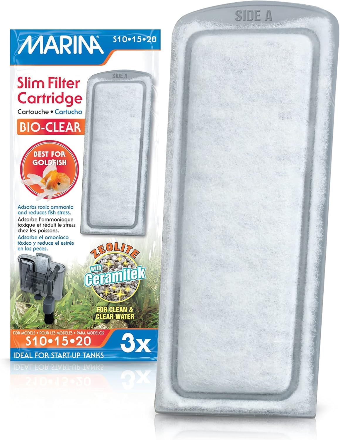 Marina bio clear cartridge zeolite ceramitek-pack improves water quality for goldfish tanks