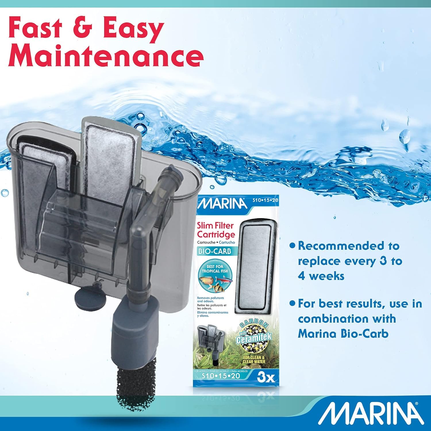 Marina replacement cadence every two weeks helps consistent filtration