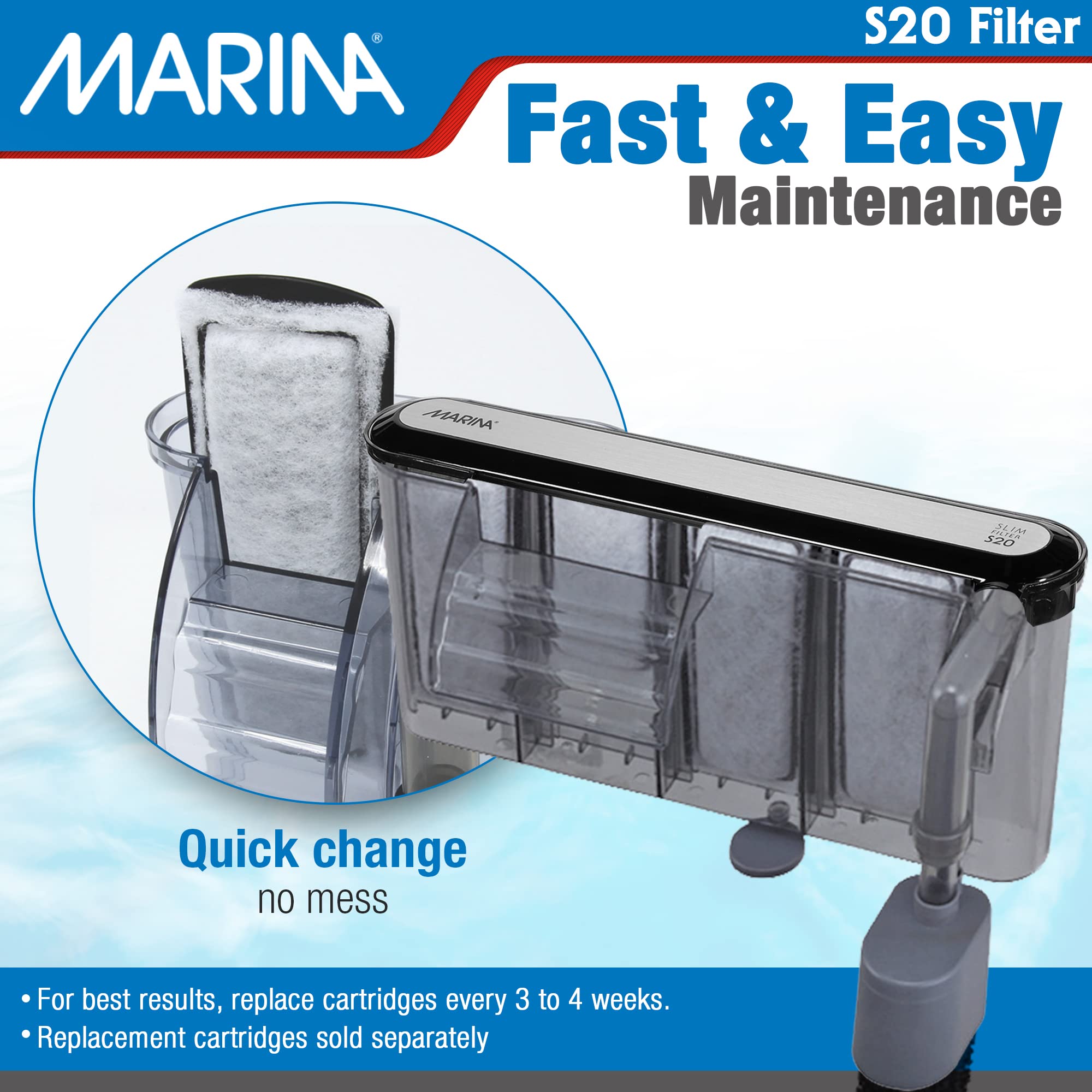 Marina S20 Power Filter easy maintenance for busy aquariums.