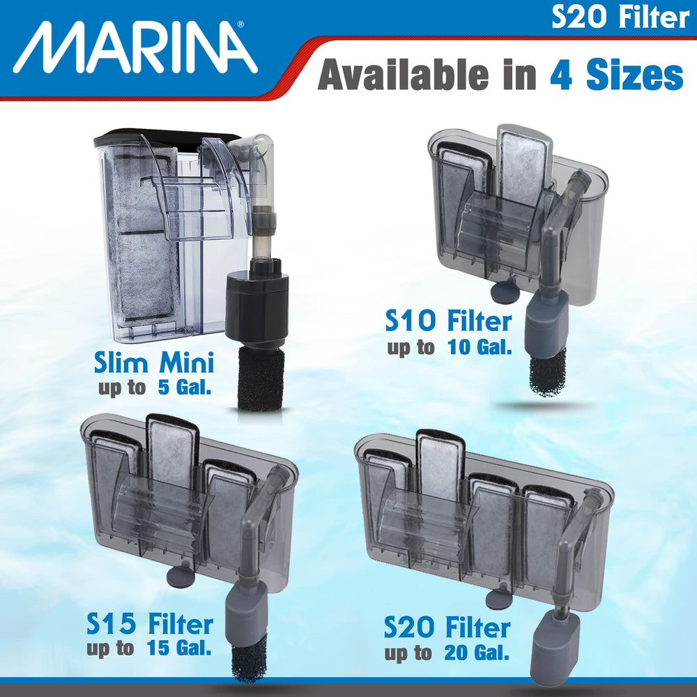 Marina S20 Power Filter grey model in a modern aquarium.