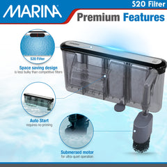 Marina S20 Power Filter adjustable flow for tank balance.