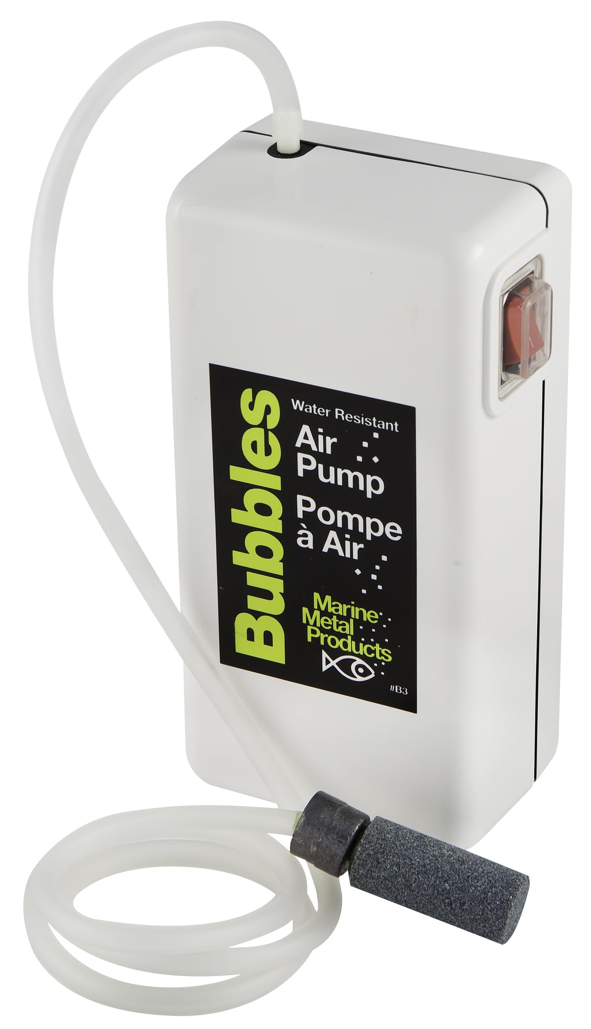 Marine Metal Bubbles bait aerator inside a dry box case for water resistance.