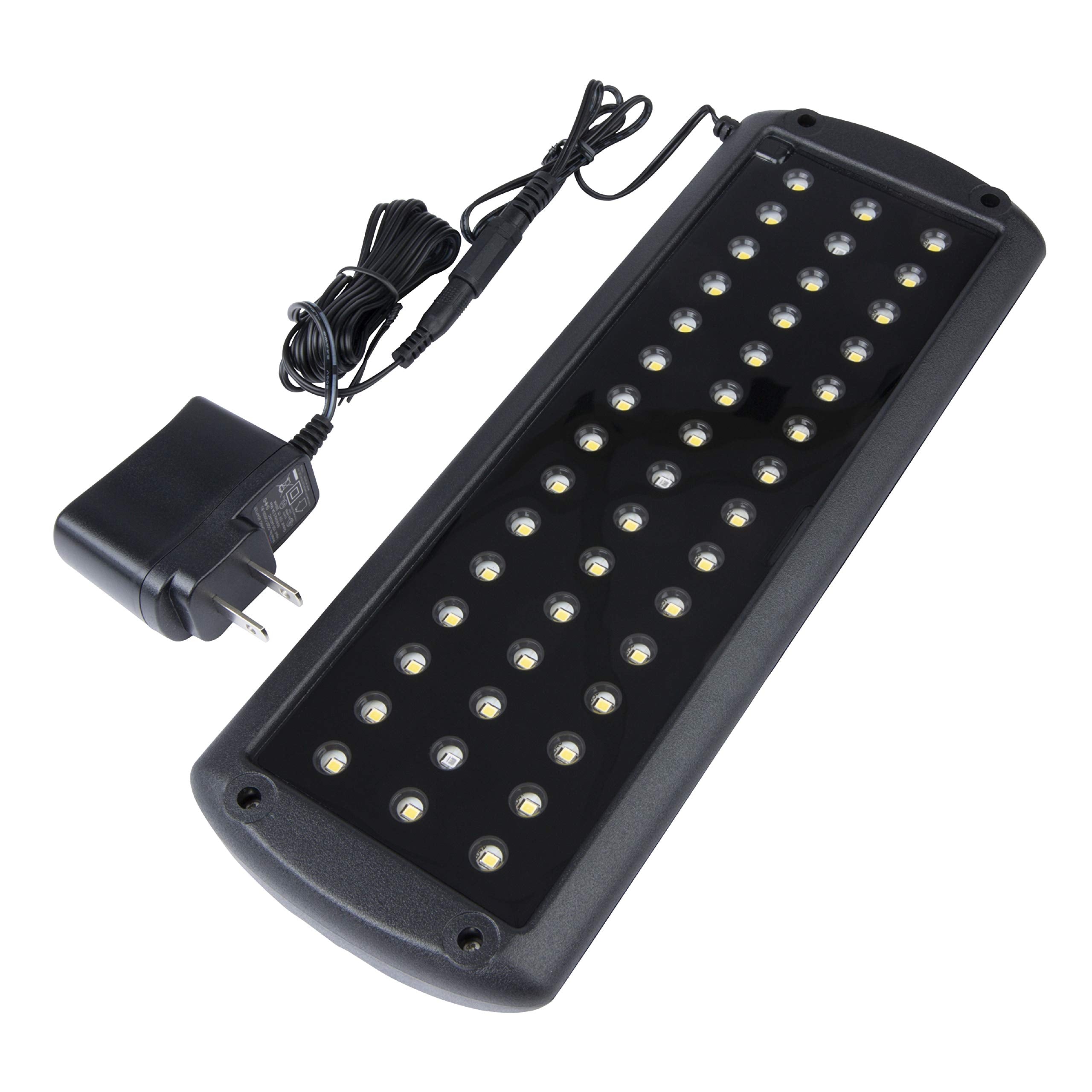 Marineland LED Aquarium Light with glass canopy and rubber feet for stability.