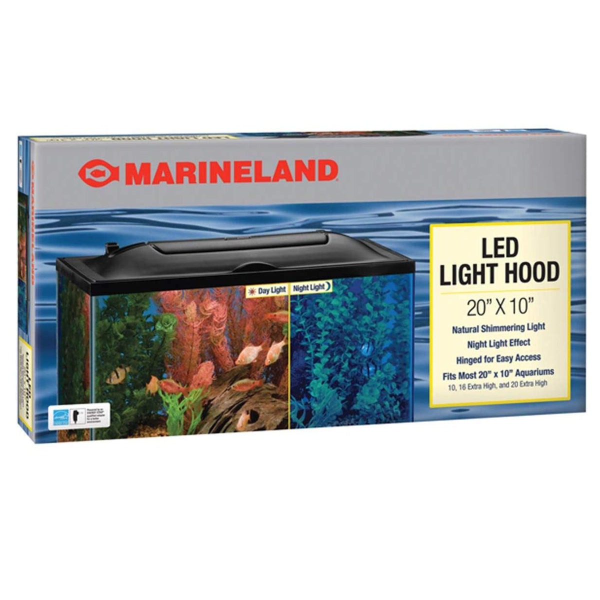 MarineLand LED light hood with dome design for vibrant aquarium illumination.