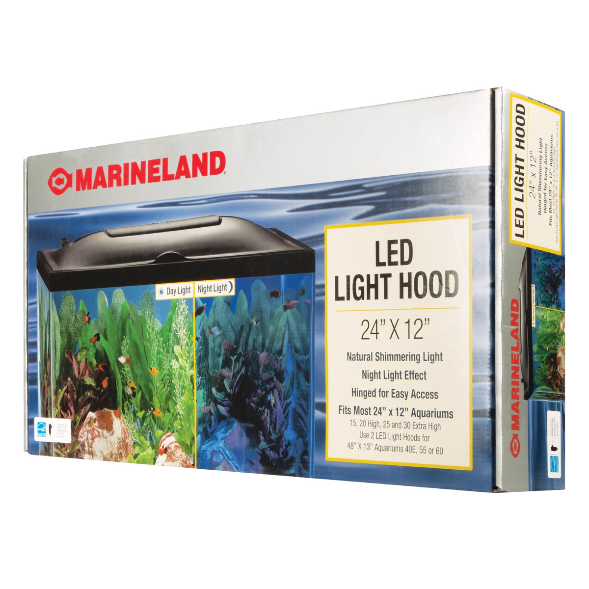 Marineland LED light hood with domed design for clear aquarium illumination.