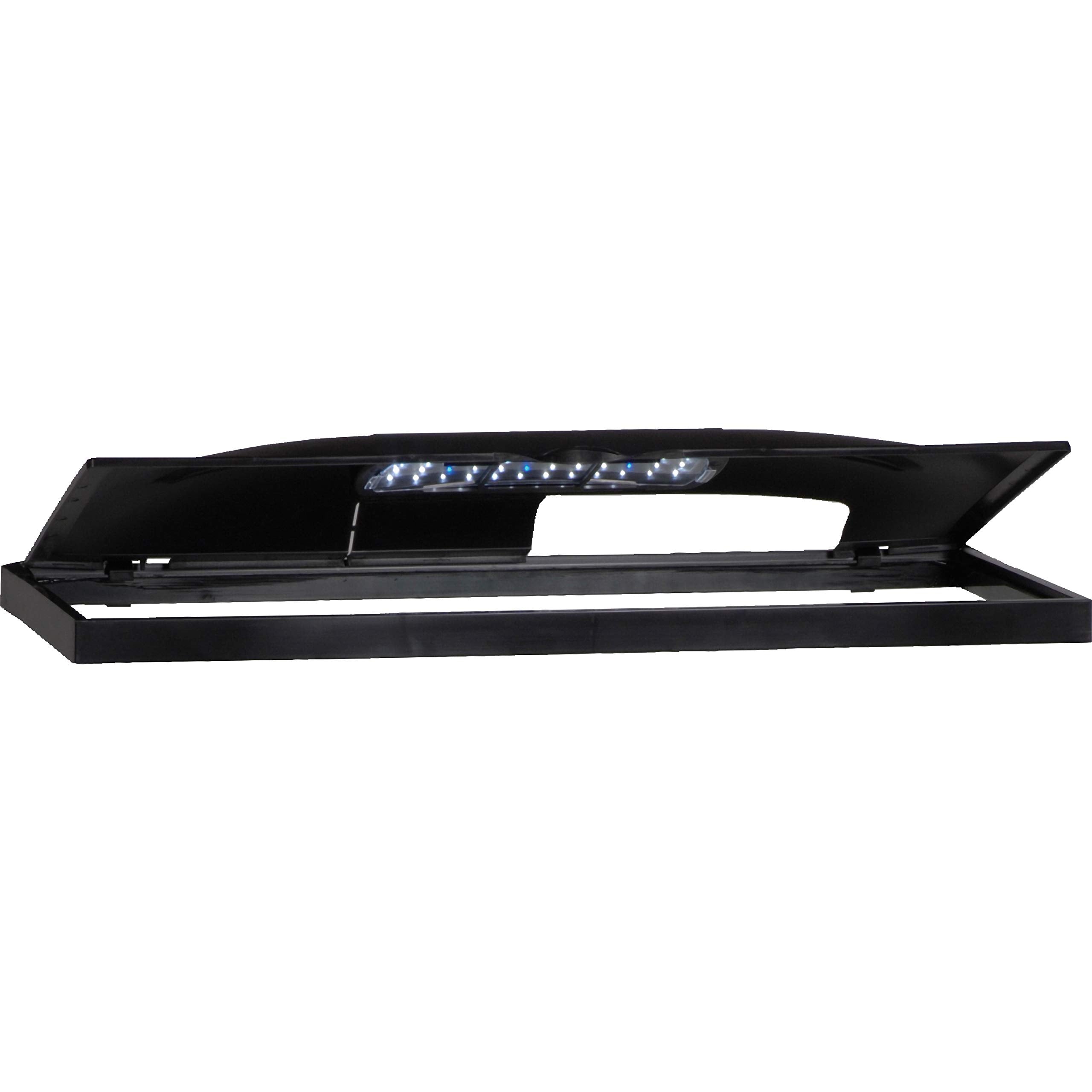 Marineland LED light hood hinged access for maintenance.