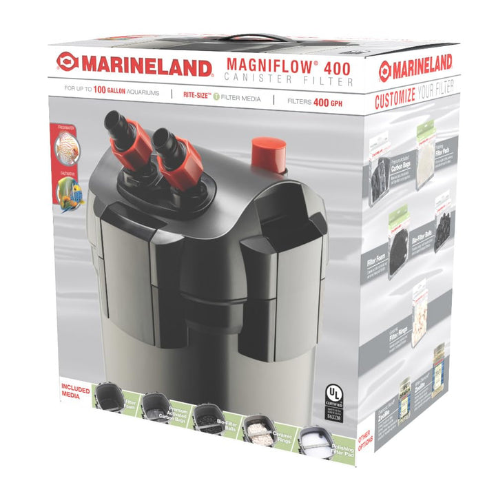 Marineland Magniflow 360 canister lid open showing easy access for quick maintenance