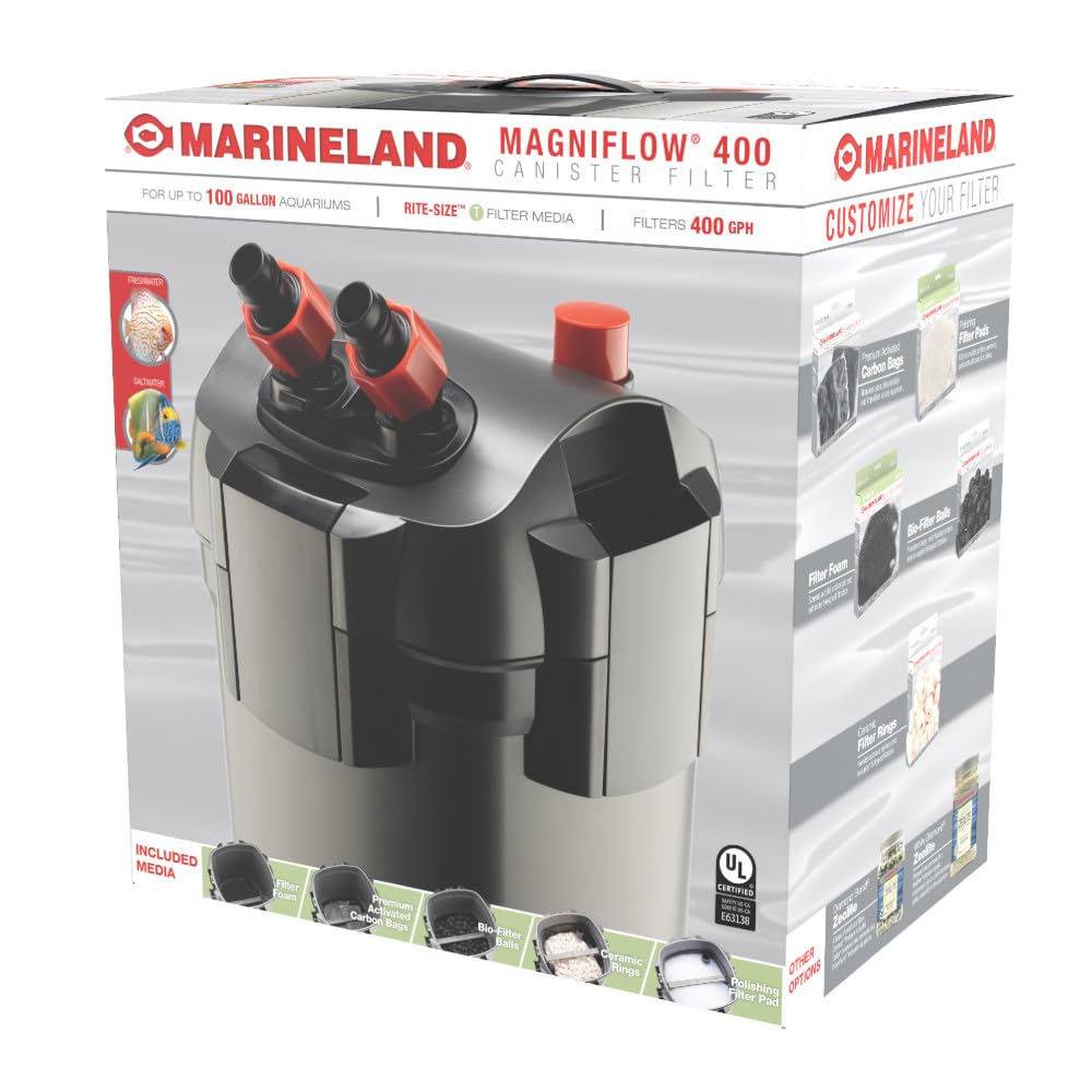 Marineland Magniflow 360 canister lid open showing easy access for quick maintenance