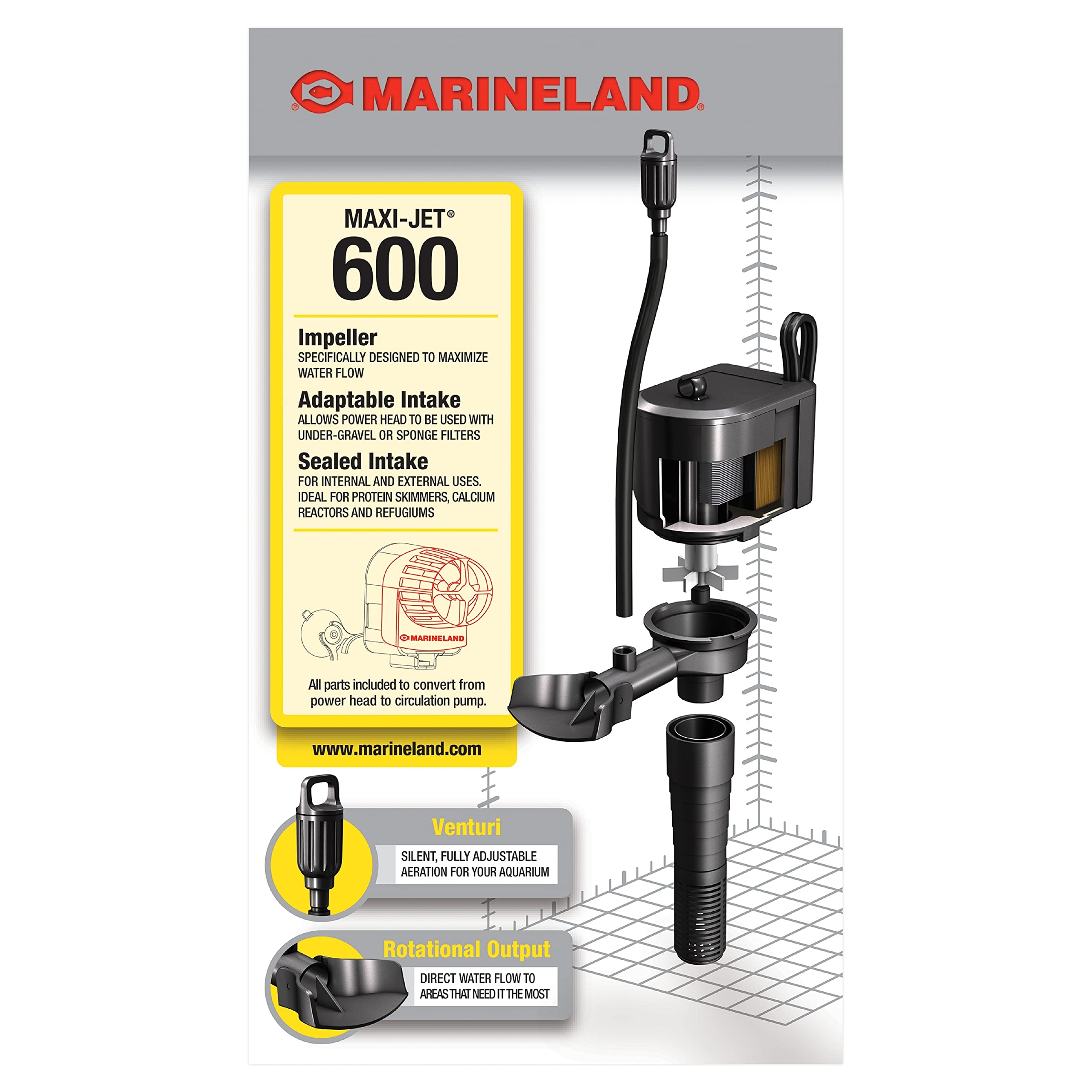 Conversion kit enabling circulation-pump mode on Marineland Maxi-Jet 600 Pro