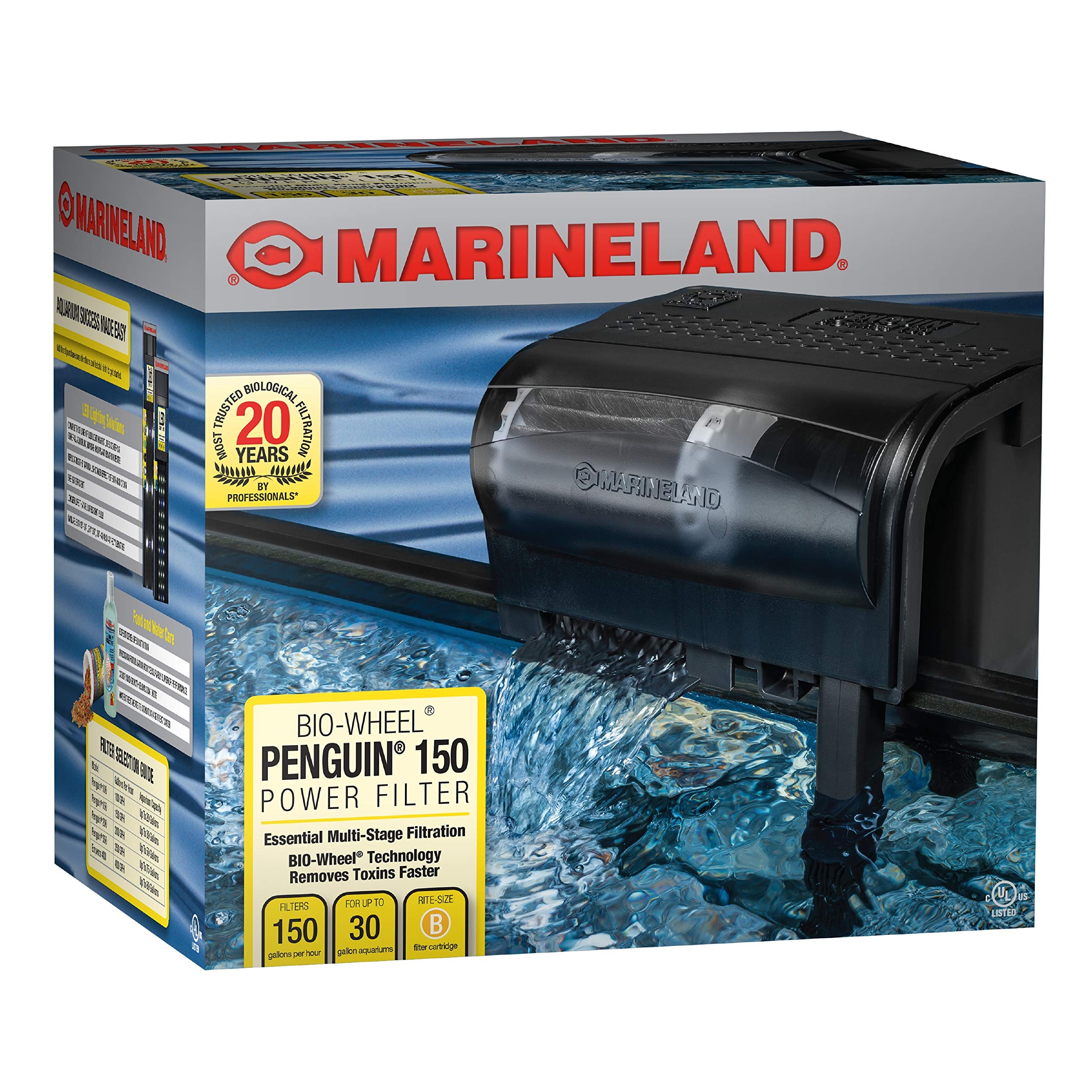 Marineland Penguin Bio-Wheel Power Filter back view shows compact design for small tanks.